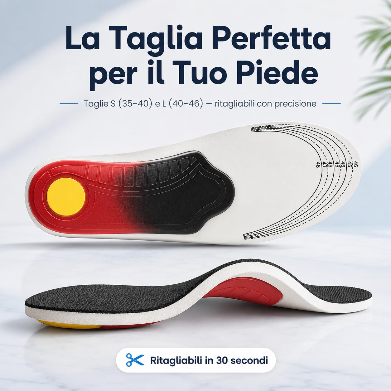 Sensa ArcoFlex Solette Ergonomiche Antiscivolo per Uso Quotidiano (Bianco-2paio,35-40CM)