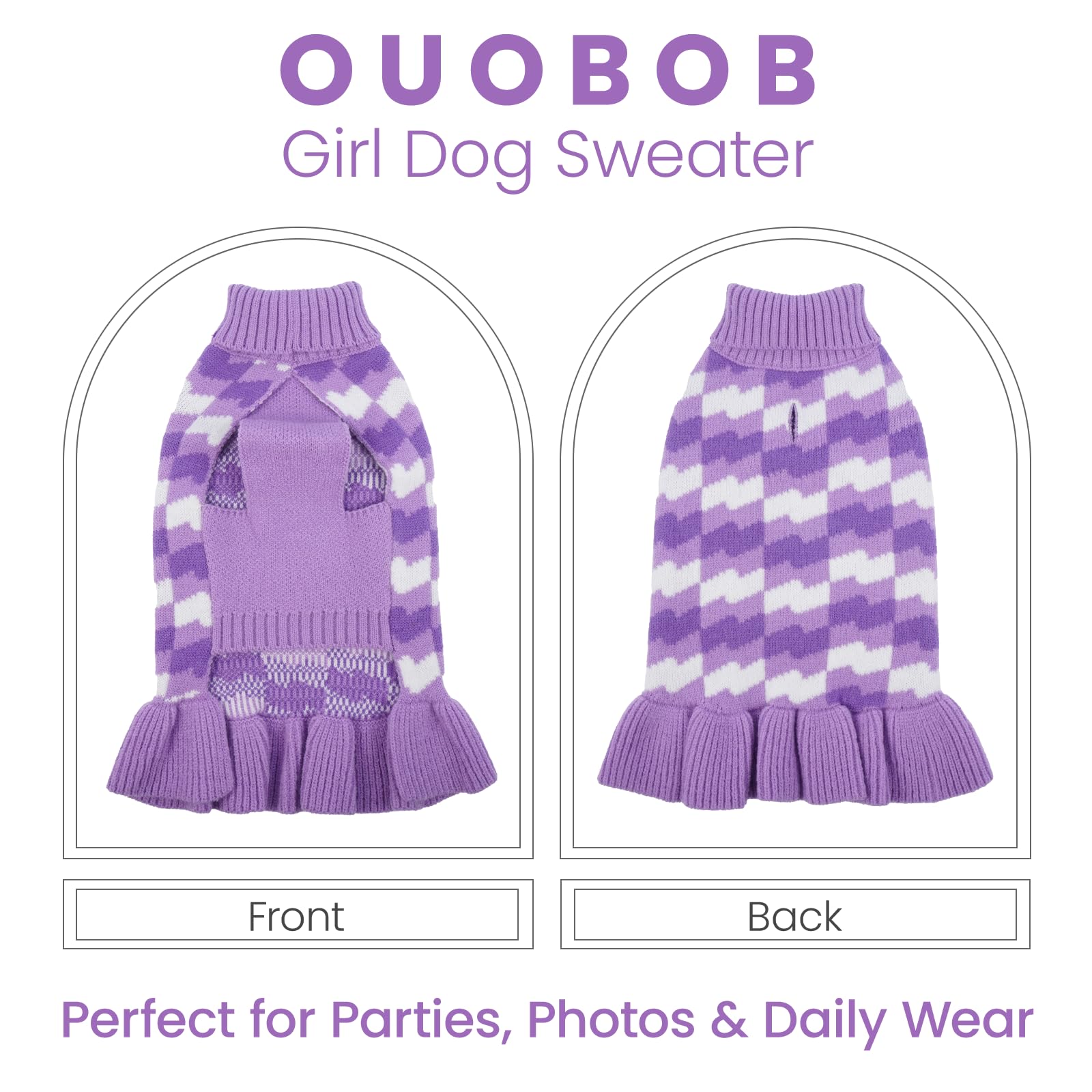 Maglione per cani XL, caldo maglione a collo alto per cani femmina, comodo abbigliamento invernale per cani femmine, ideale per Natale, Ringraziamento e freddo, viola