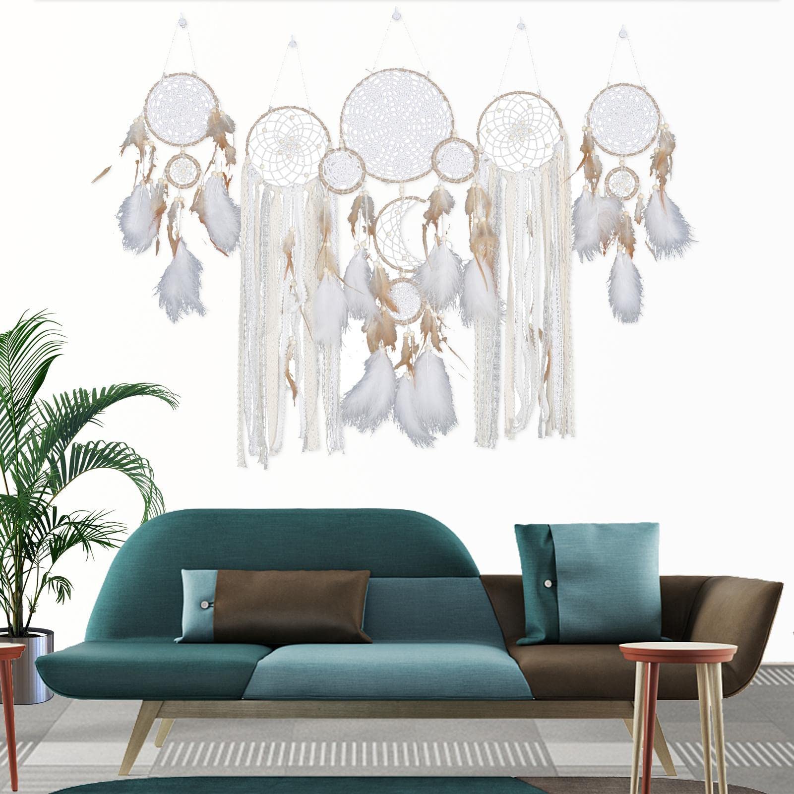 特大ドリームキャッチャー ネイティブ　幸運 ビーズ ドリーム キャッチャー〈レインボー〉ミックス ブラック