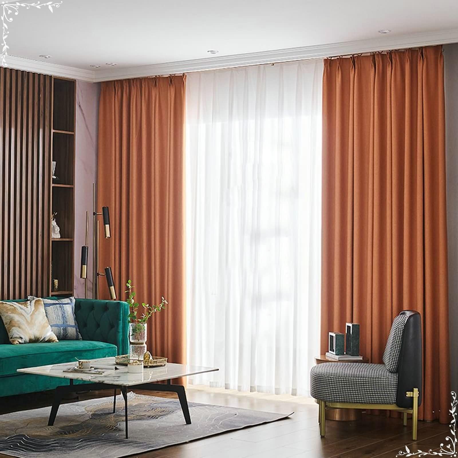 Rideau chambre occultant contre la lumière Beydodo orange 107x132 cm