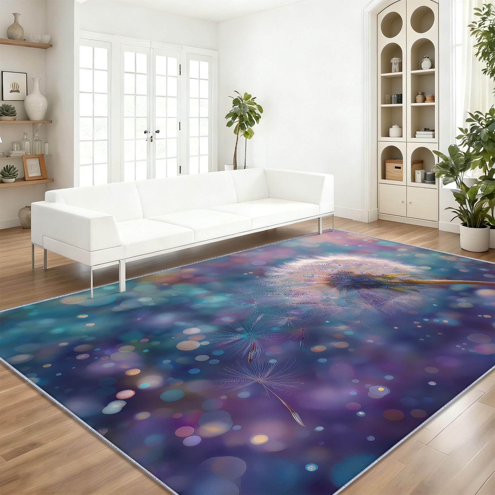Alfombra de 140 x 200 cm, diseño de diente de león Midi Points luminoso