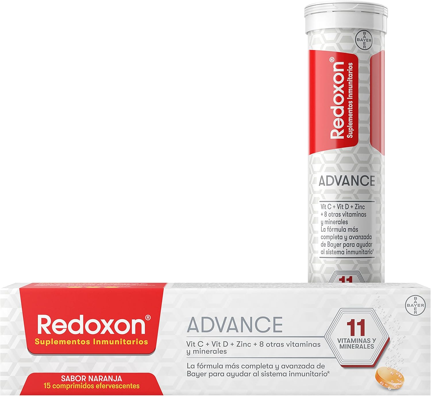 REDOXON Vitamine C met zink, vitamine D, Advance, formule met elf vitaminen en mineralen, voeding voor 1/2 maand, glutenvrij