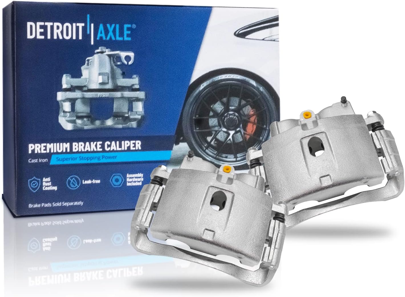 Detroit Axle - Brake Kit for 2003-2020 Chevy GMC Express Savana 2500 3500 Ceramic Brakes Pads Brake Calipers 2004 2005 2006 2007 2008 2009 2010 2011 2012 2013 2014 2015 2016 Front & Rear Replacement