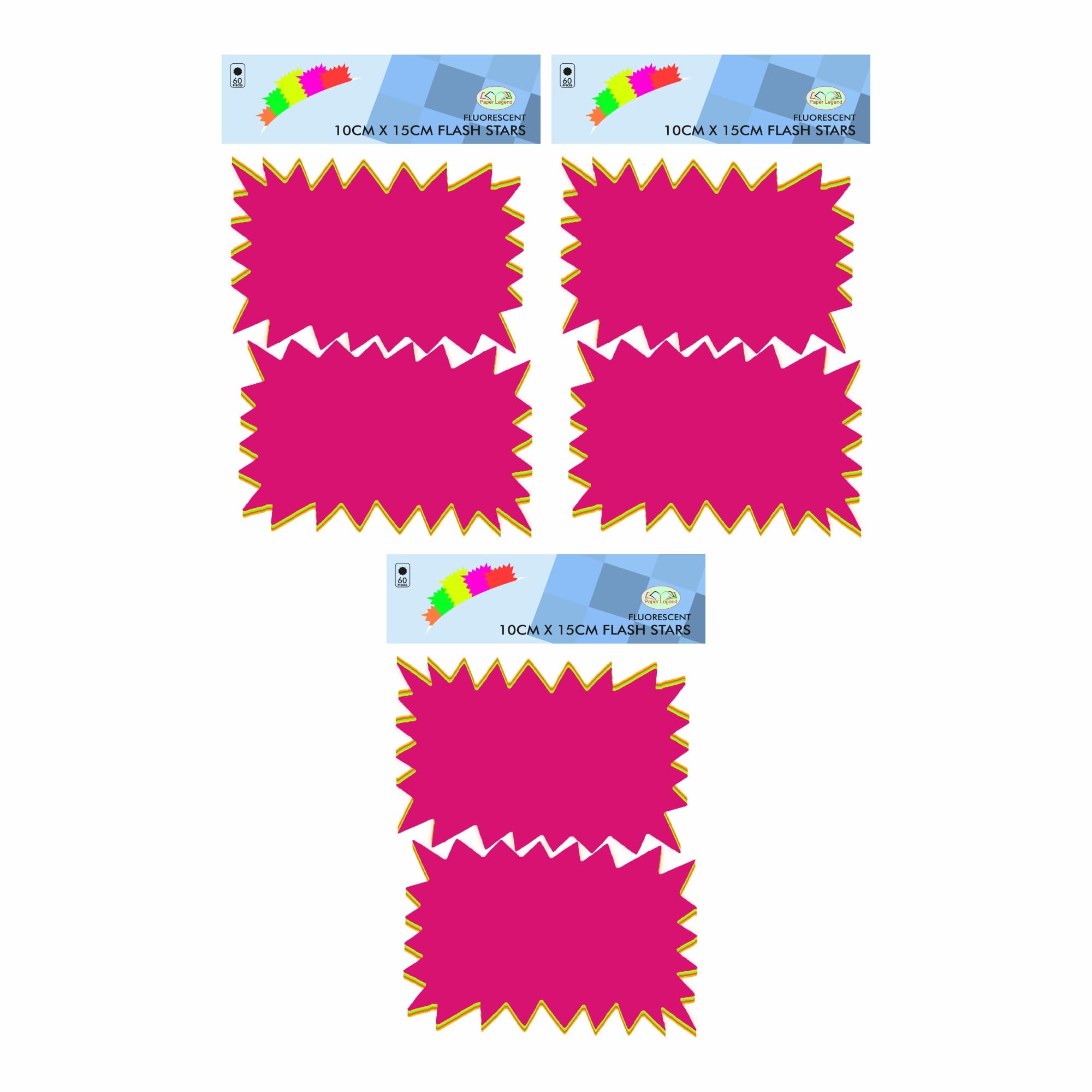 M1SS Pack of 180 Fluorescent Rectangle Cards 10 cm x 15cm Large Neon Flashes Cards Price Eye-catching Flash Stars Retail Store Price Label Sale Supplies Tags for Party Favors