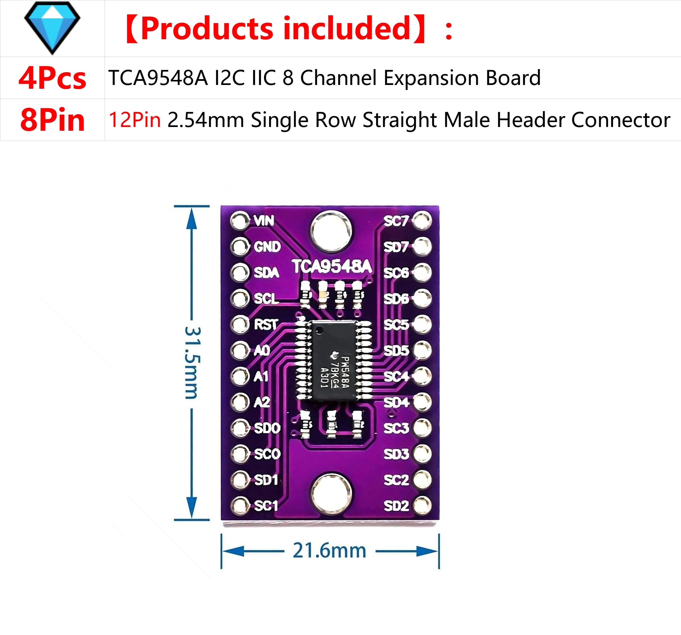 CQT×2 Amazon.com: WWZMDiB TCA9548A I2C IIC Multiplexer Extender Board 8