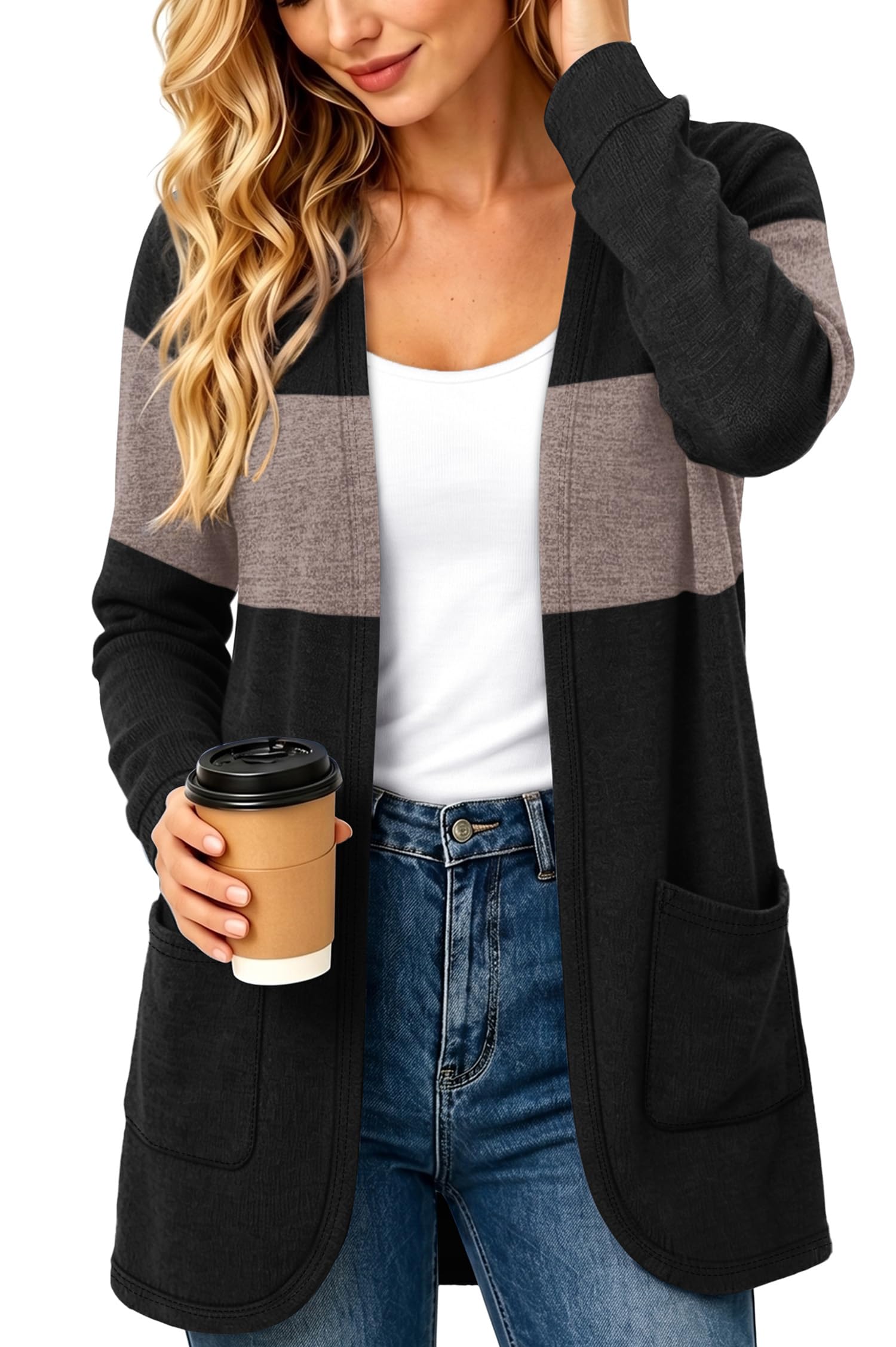 OFEEFAN Womens Cardigan Casual Long Sleeve Shirts Fall Clothes