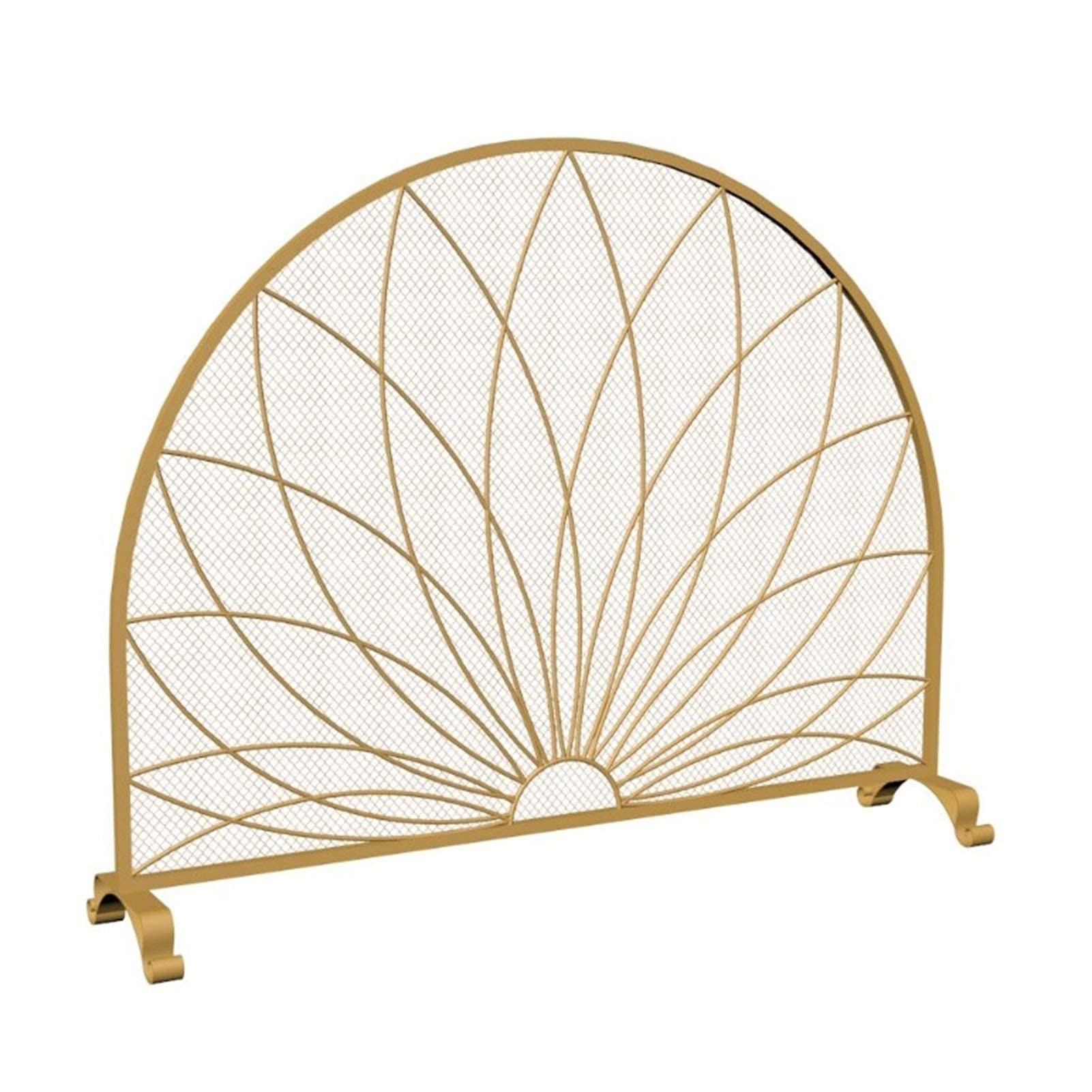 Parascintille per camino Parascintille a forma semicircolare per braci di scintille, Parascintille per braciere con gambe, Porta di sicurezza a 3 pannelli (Oro A)