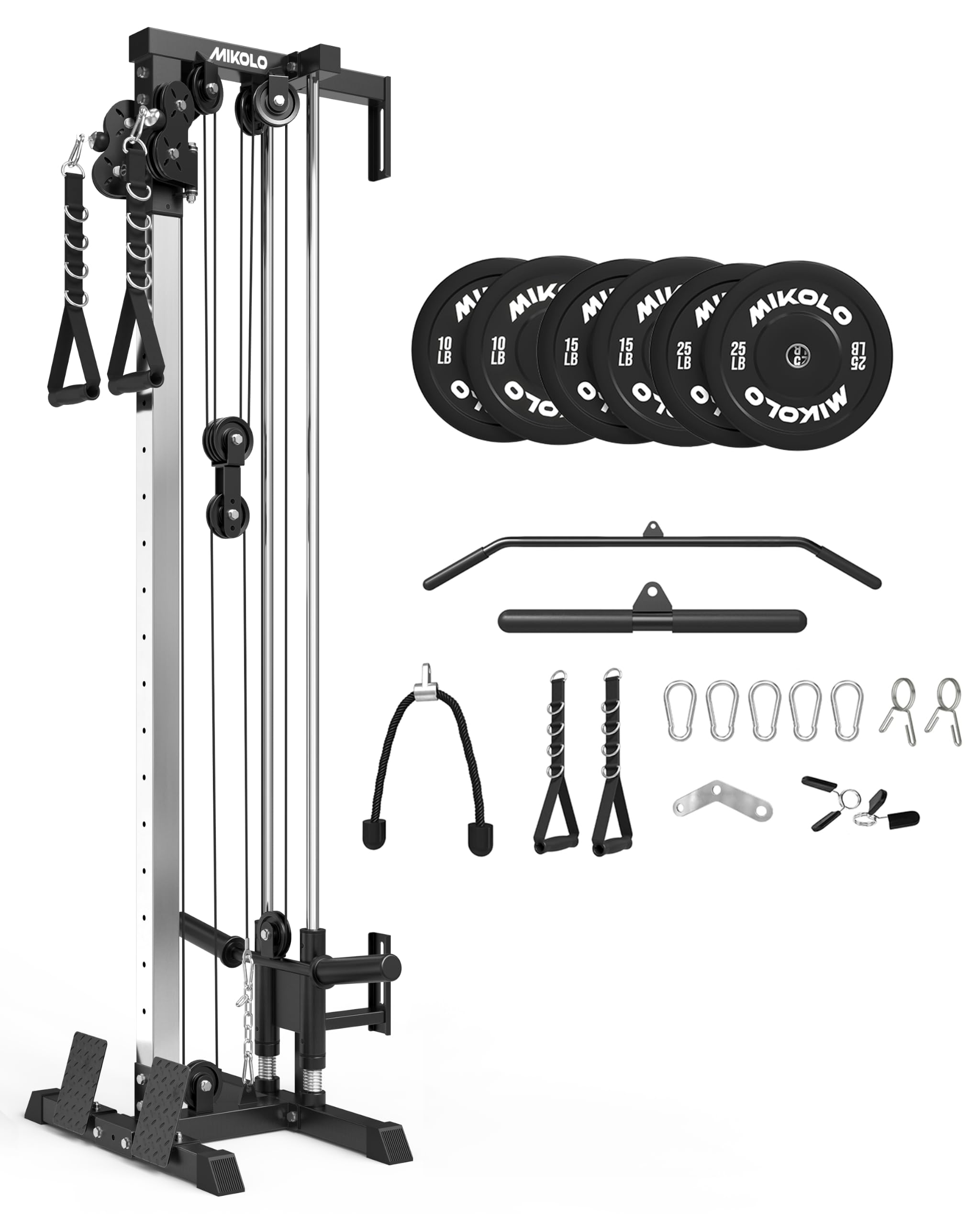 Mikolo Wall Mount Cable Station, Cable Crossover Machine with Dual Pulley System and 19/27 Adjustable Positions for Home Gym Fitness Equipment