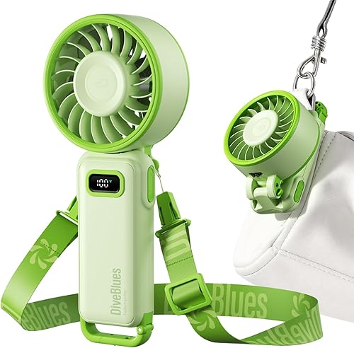Diveblues Ventilador turbo portátil, ventilador de mano de 100 velocidades con fuerte flujo de aire, ventilador personal plegable 4 en 1 para