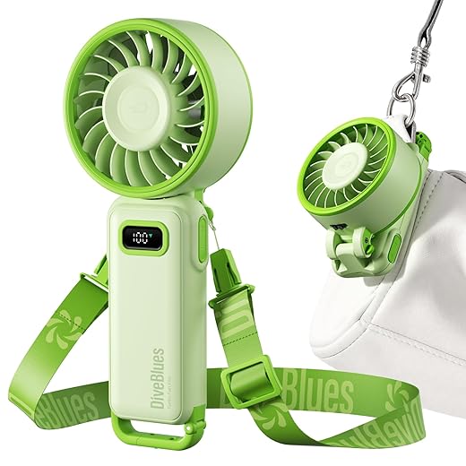 Diveblues Portable Turbo Fan, 100 Speed Handheld Fan with Strong Airflow, Foldable 4 in 1 Personal Fan for Neck, Desk & Travel, USB-C Rechargeable, Lightweight for Summer, Concerts & Outdoor Use