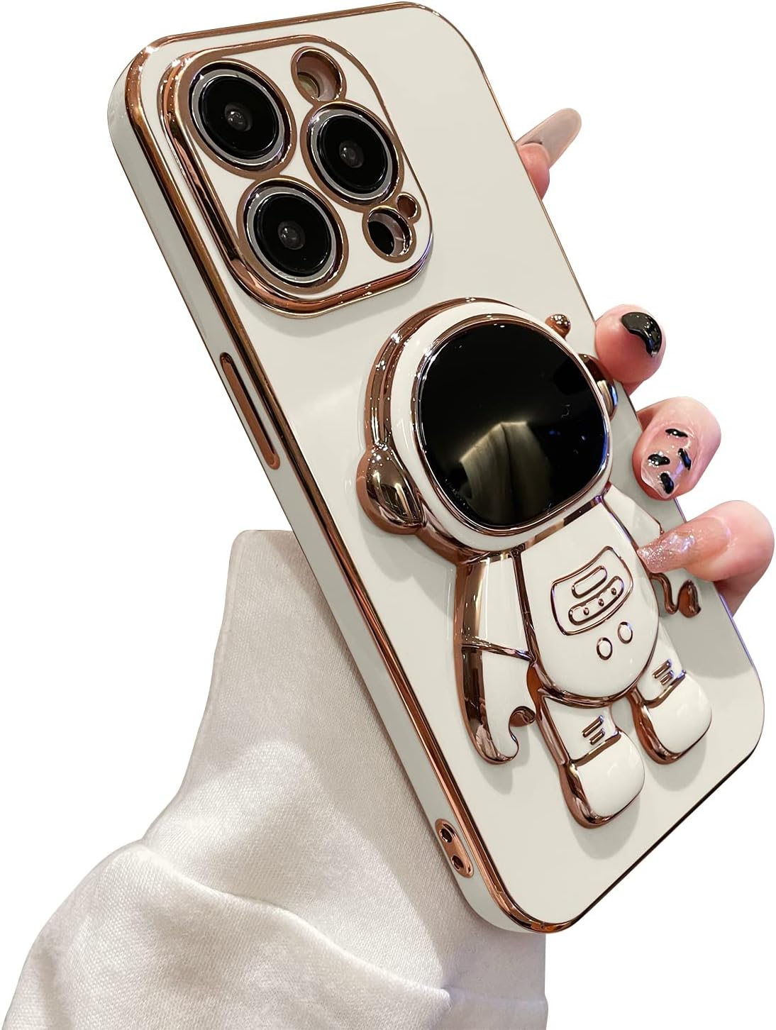 MZELQ Compatible with iPhone 14 Pro Max Case Plating Astronaut Kickstand Cute