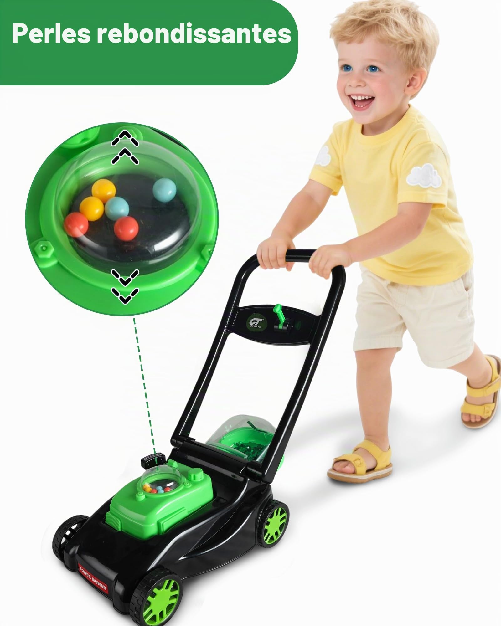 Kids Lawn Mower with Realistic Grass-Cutting Action and Sounds–No Batteries Required | Kids Lawn Mower，Fun Outdoor Push Toy for Kids
