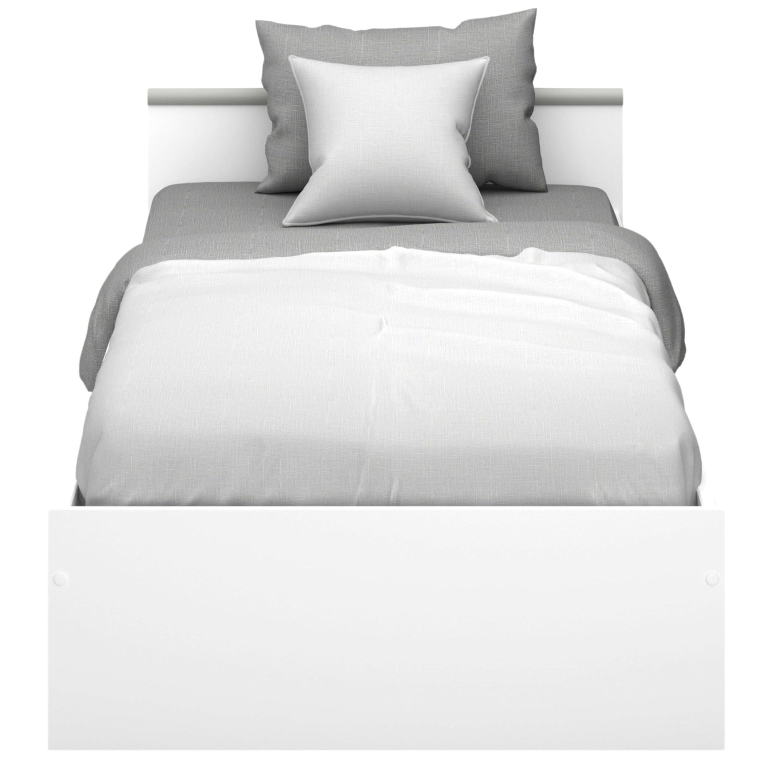 Miroytengo Cama Juvenil Village 2 Cajones 1 Hueco Blanco y Gris Dormitorio habitación Infantil 90x200 cm