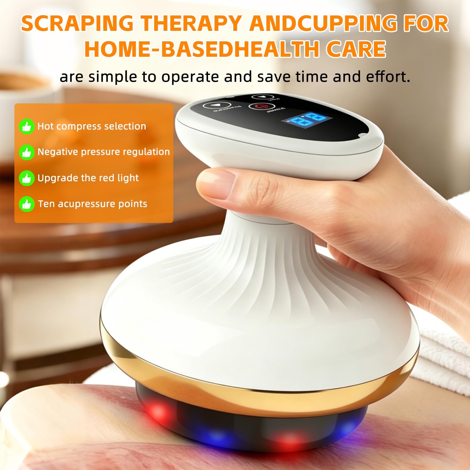 Massaggiatore Anticellulite Vacuum, Massaggiatore 4 in 1 Contro Cellulite, 9 Livelli di Riscaldamento e calore, Gua Sha elettrico, pelle più stretta e migliore circolazione sanguigna