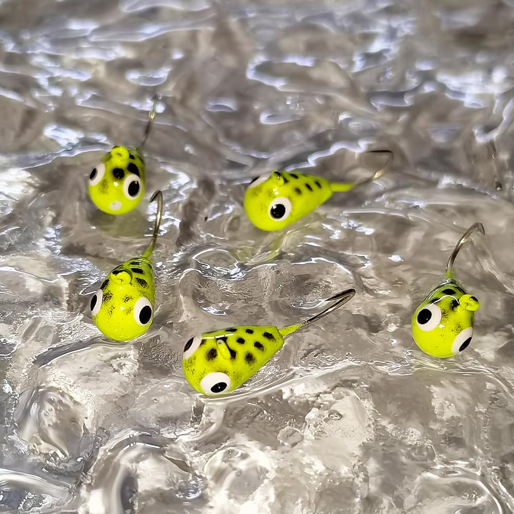 10pc 0.20g-4.40g Multicolor Glow Tungsteno Ice Fishing Jig Head, 2.7mm-7mm, Hayabusa Hook Winter Ice Fishing Bait5.0MM