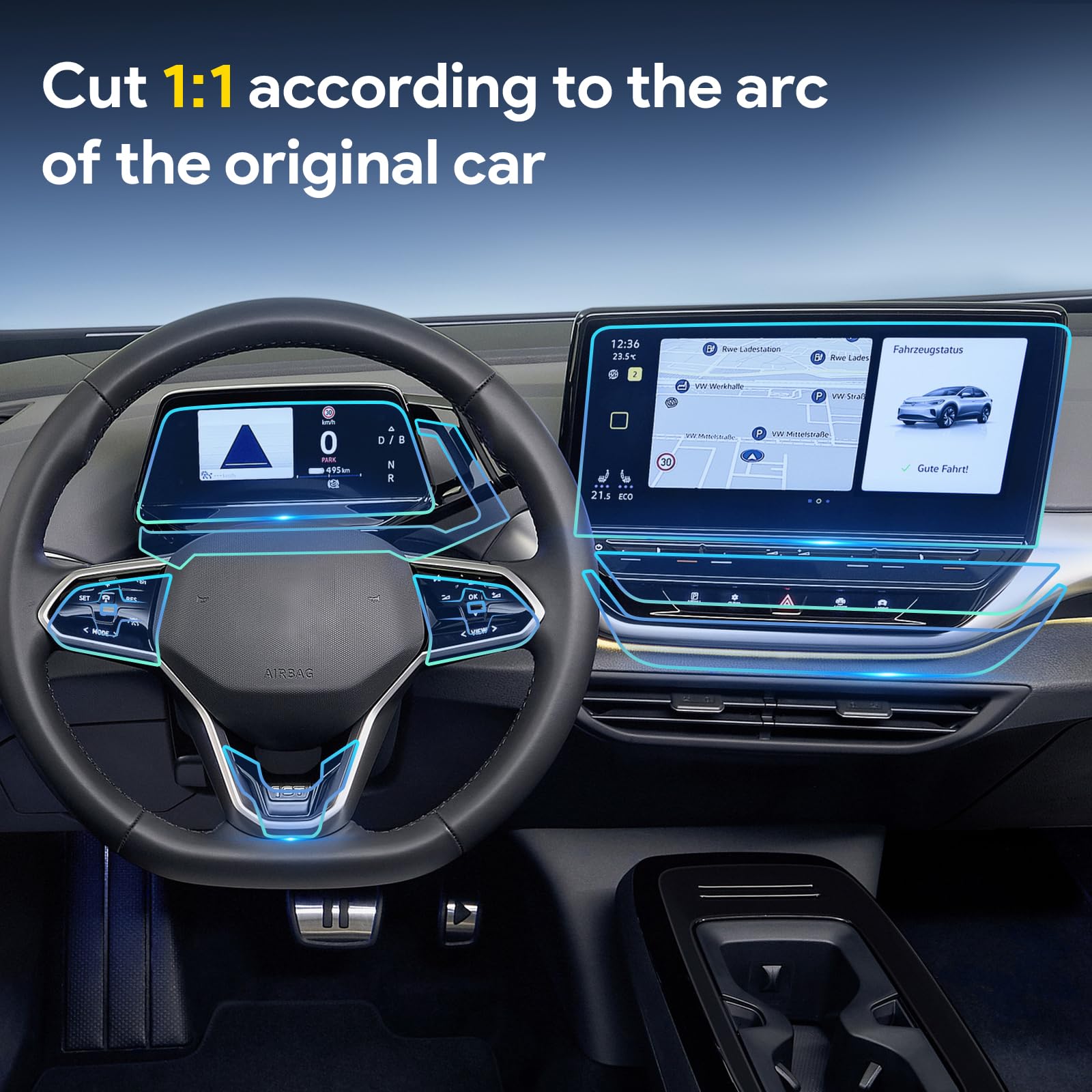 für Volkswagen VW ID.4 Crozz/GTX/X/Pro 2021-2024 8.5mil TPU PPF Vorgeschnittene Selbstklebende Autoinnenraum Transparent Lackschutzfolie Zubehör Kompletter Satz (VW ID.4 Crozz/GTX 42 Stück)