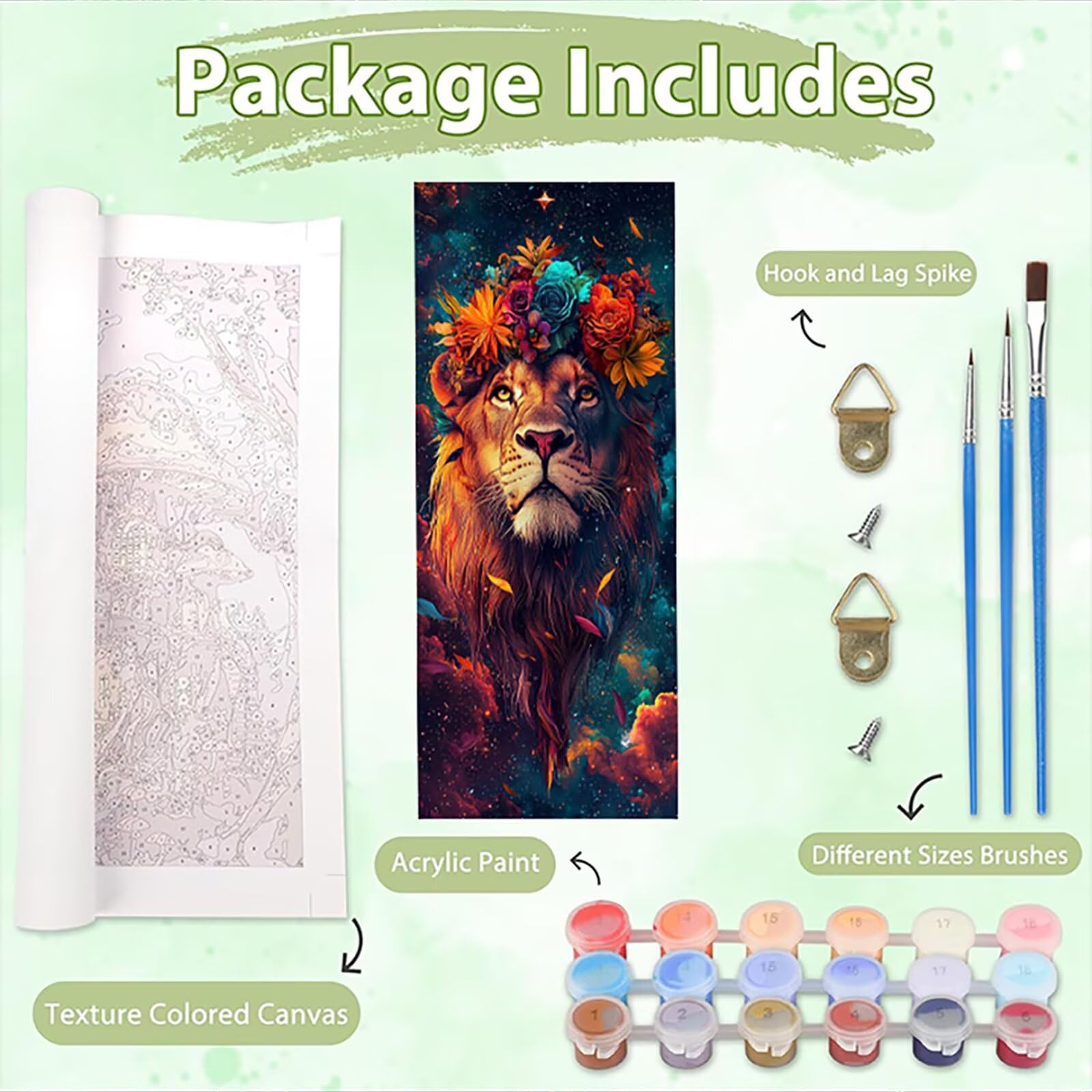 Malen Nach Zahlen 50x150cm Leinwand Löwe Malen Nach Zahlen Erwachsene mit Ohne Rahmen, DIY Kreativ Set für Erwachsene mit Pinseln und Acrylfarbe, Zimmer Deko Blumen 1 Landschaft Geschenk, P0M-527