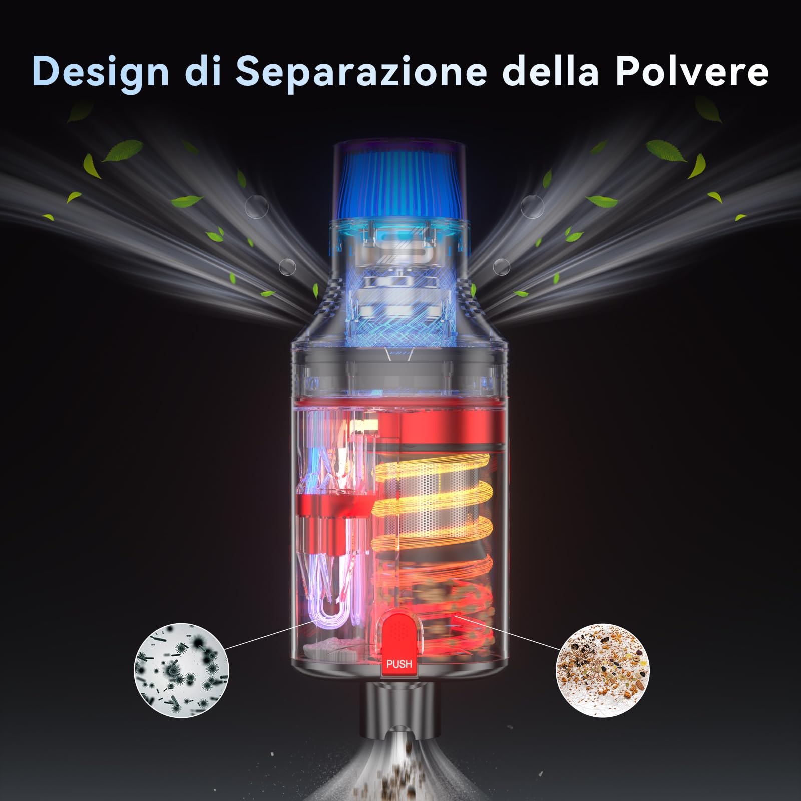 Aspirapolvere senza Fili Potente 58KPA/600W 80Min, Scopa Elettrica senza Filo con Autoportante, Doppio Contenitore 1,8L Vacuum Cleaner per Peli Animali Pavimento Tappeti, V15 ProMax