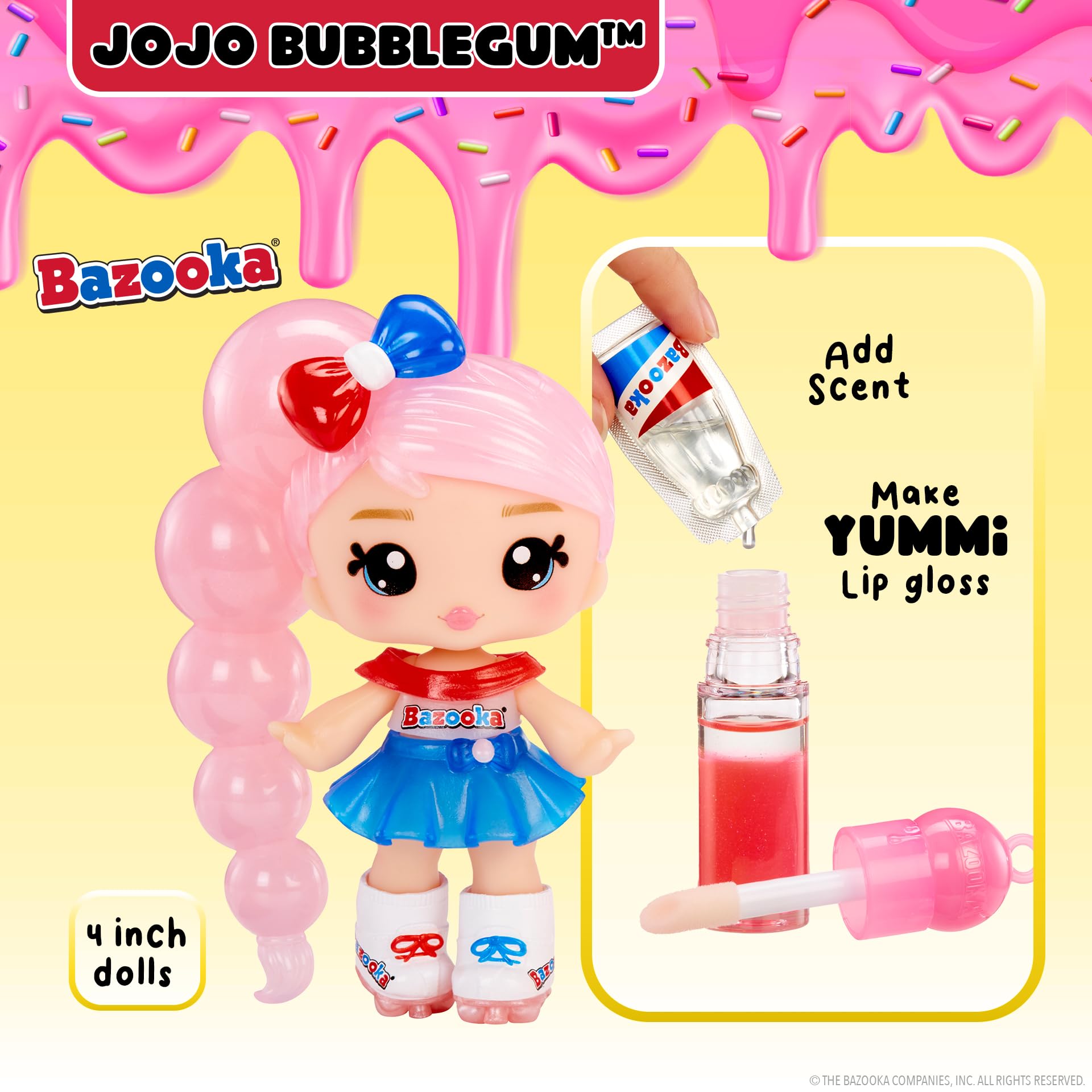 Yummiland x Licensed Sweets Lip Gloss Doll: Bazooka Bubble Gum, Jojo Bubblegum, Includes 1 Doll - Image 4