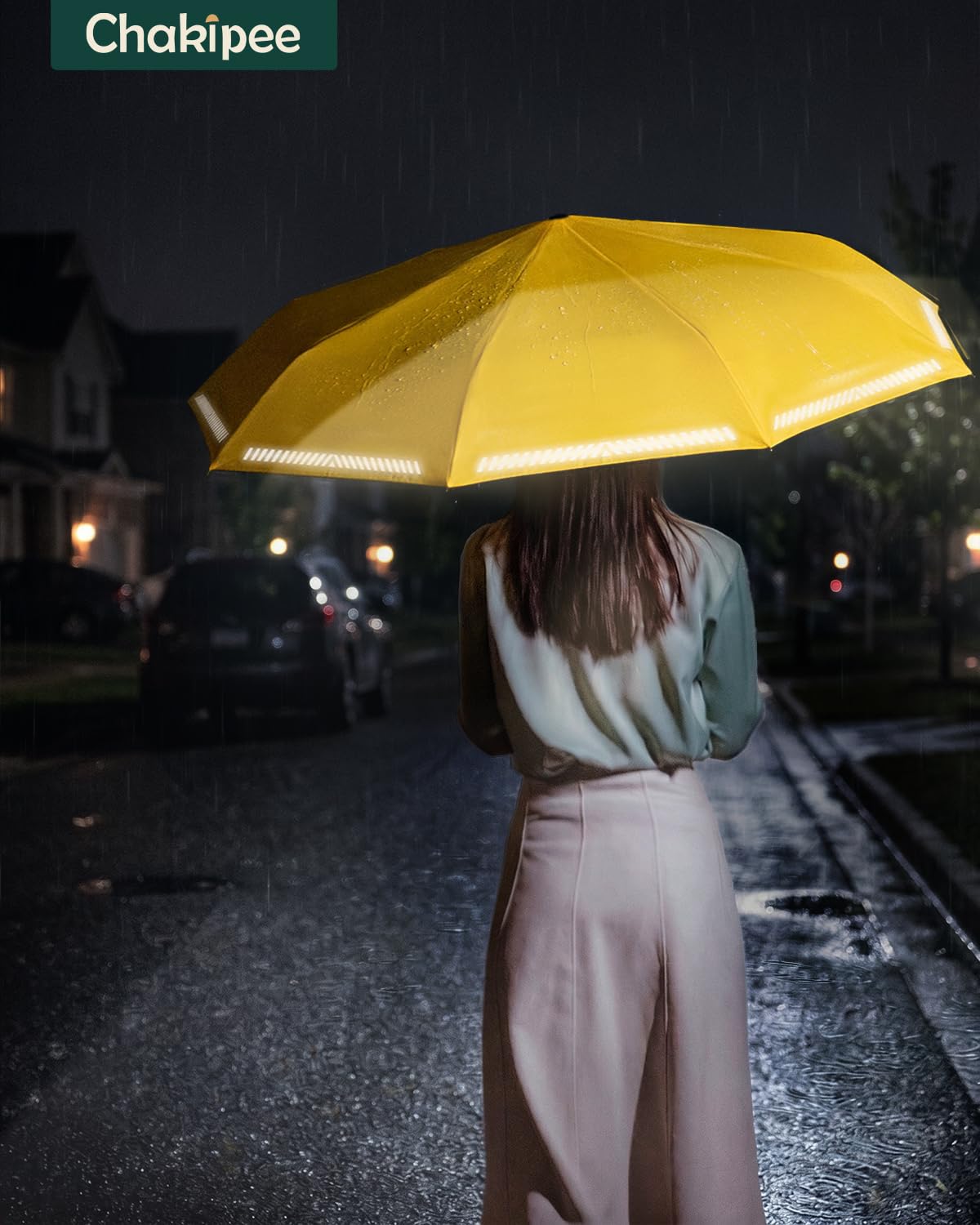 parasol odporny na burzę, kieszonkowy z paskami odblaskowymi, kompaktowy parasol podróżny, automatyczne otwieranie i zamykanie, osłona przed deszczem, 8 żeber, dla mężczyzn, kobiet i dzieci