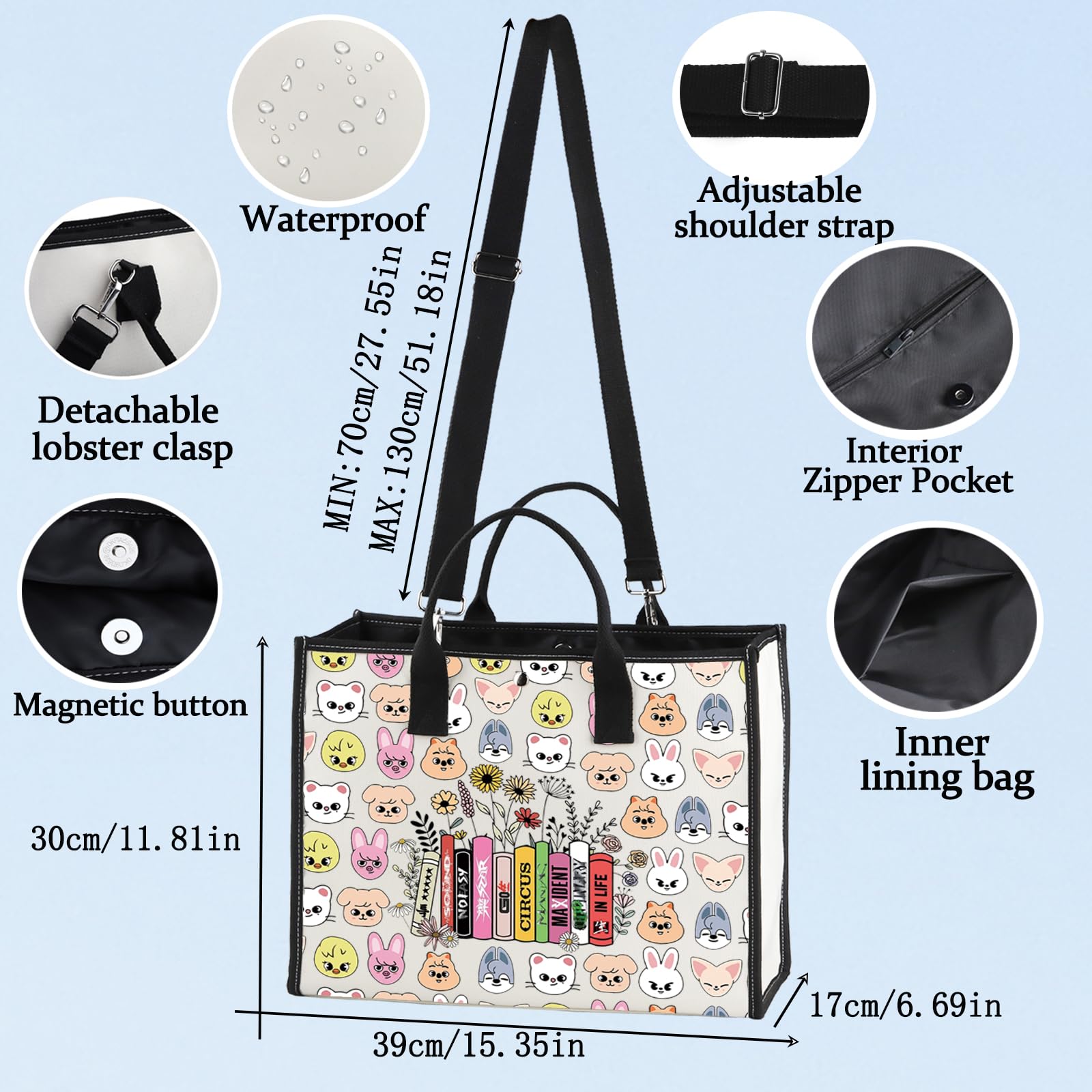LEVLO SKZOO Cosmetic Make Up Bag SKZ K-POP Fans Gift SKZOO Cartoon Member Zipper Pouch Bag SKZ Merchandise for K-POP Fans, SKZ Life Bag - Image 2