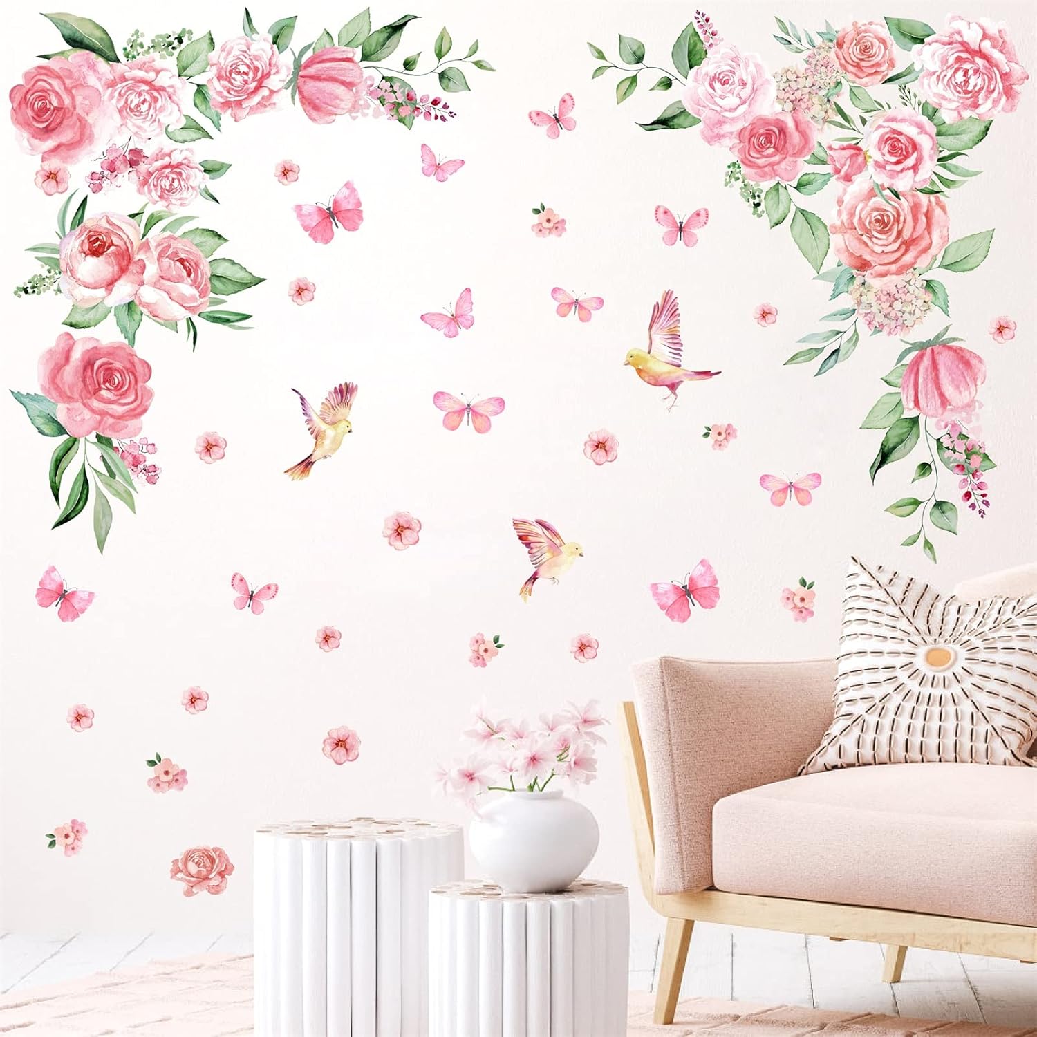Large Peony Flower Wall Stickers Watercolor Floral Wall