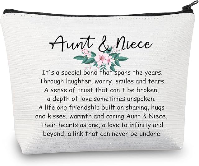 Aunt and Niece Gifts Makeup Bag Auntie Gifts from Niece Birthday Gifts for Niece from Aunt Cosmetic Bag (Aunt Niece Bag)