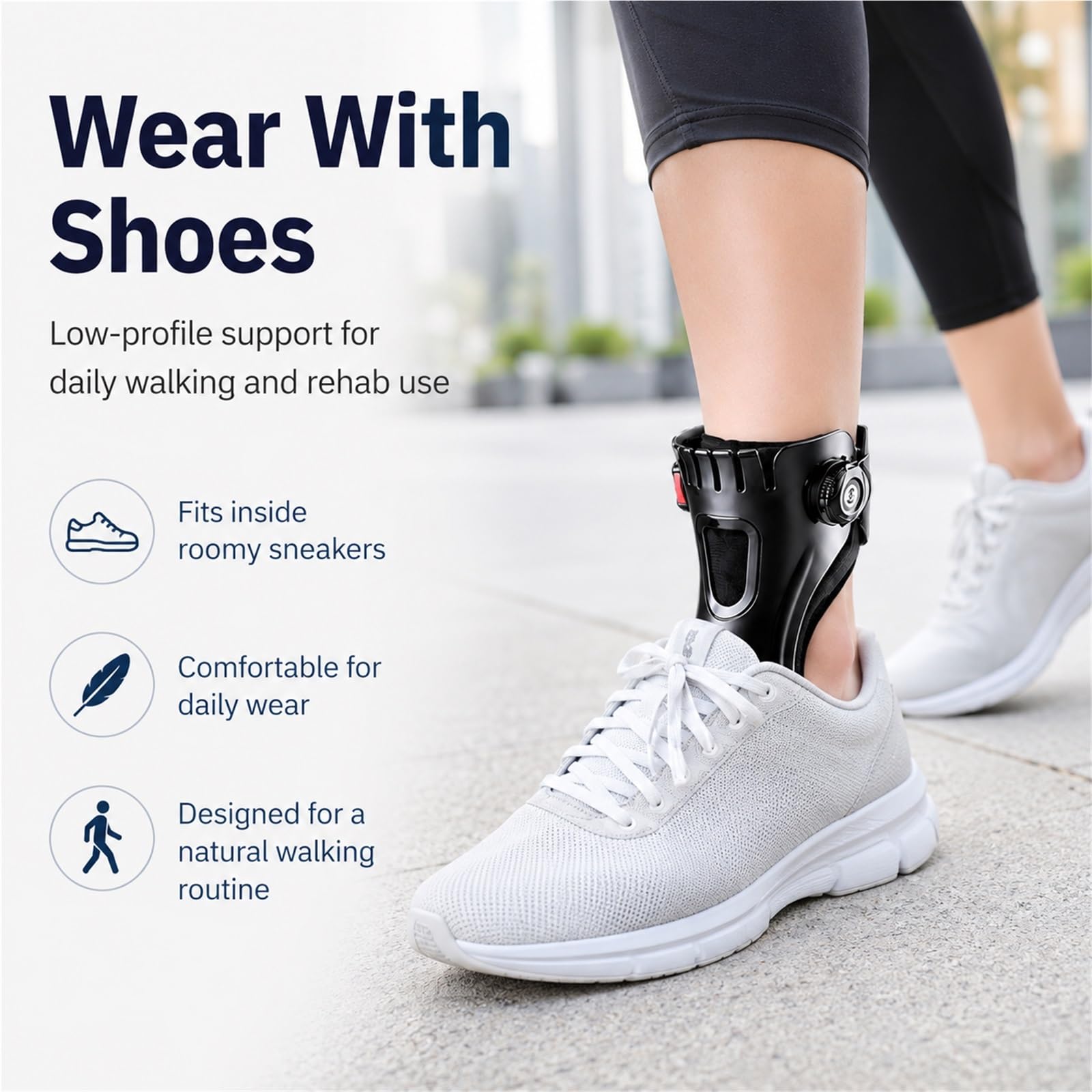 Férula para Pie Caído con Airbag Ortesis de Tobillo Transpirable Soporte Pie Equino Ajustable para Caminar con Zapatos para Hombre y Mujer Entrenamiento Talla Única(Izquierda,L)