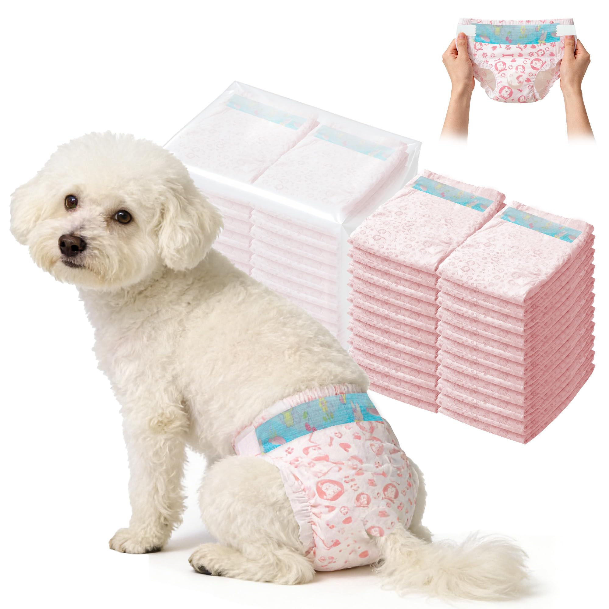 Photo 1 of Female Dog Diapers,Disposable Dog Diapers,100 Count,Small,Super Absorbent Leak-Proof Diapers for Dogs in Heat,Excitable Urination,or Incontinence