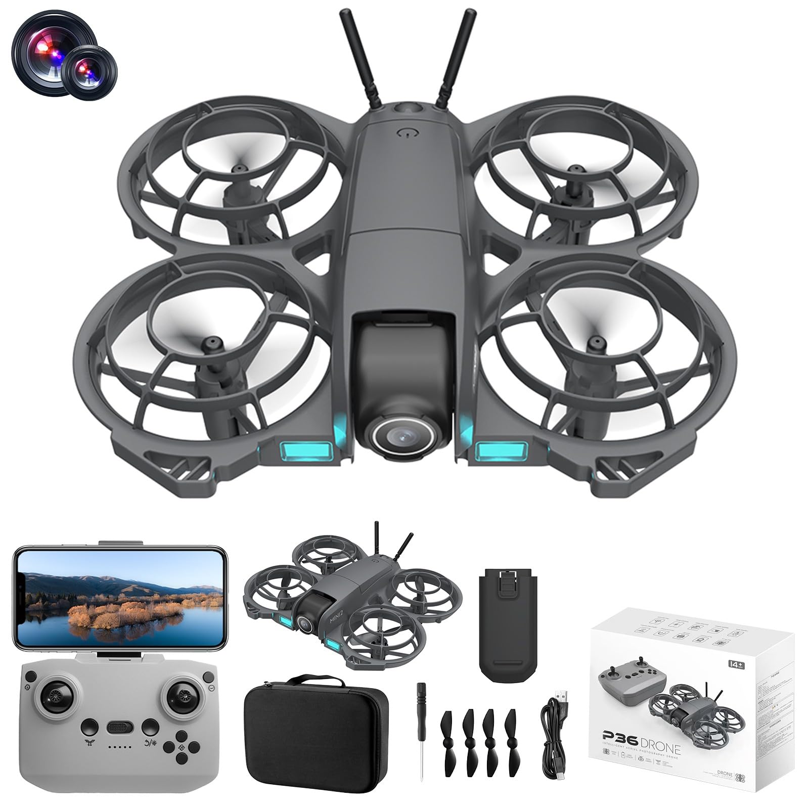 Mini Drone with 1080P Camera for Adults, Remote Control Quadcopter for Beginners, Mini Drone with Screen, Obstacle Avoidance, 3D Flips, One Key Start, Easy to Fly