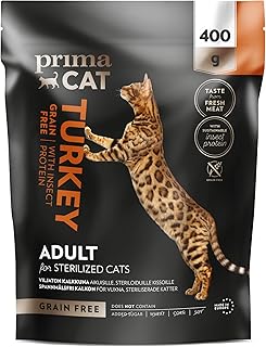 PrimaCat - Getreidefreies Trockenfutter für sterilisierte Katzen, Geschmacksrichtung Truthahn und Insekten, 400 g product image