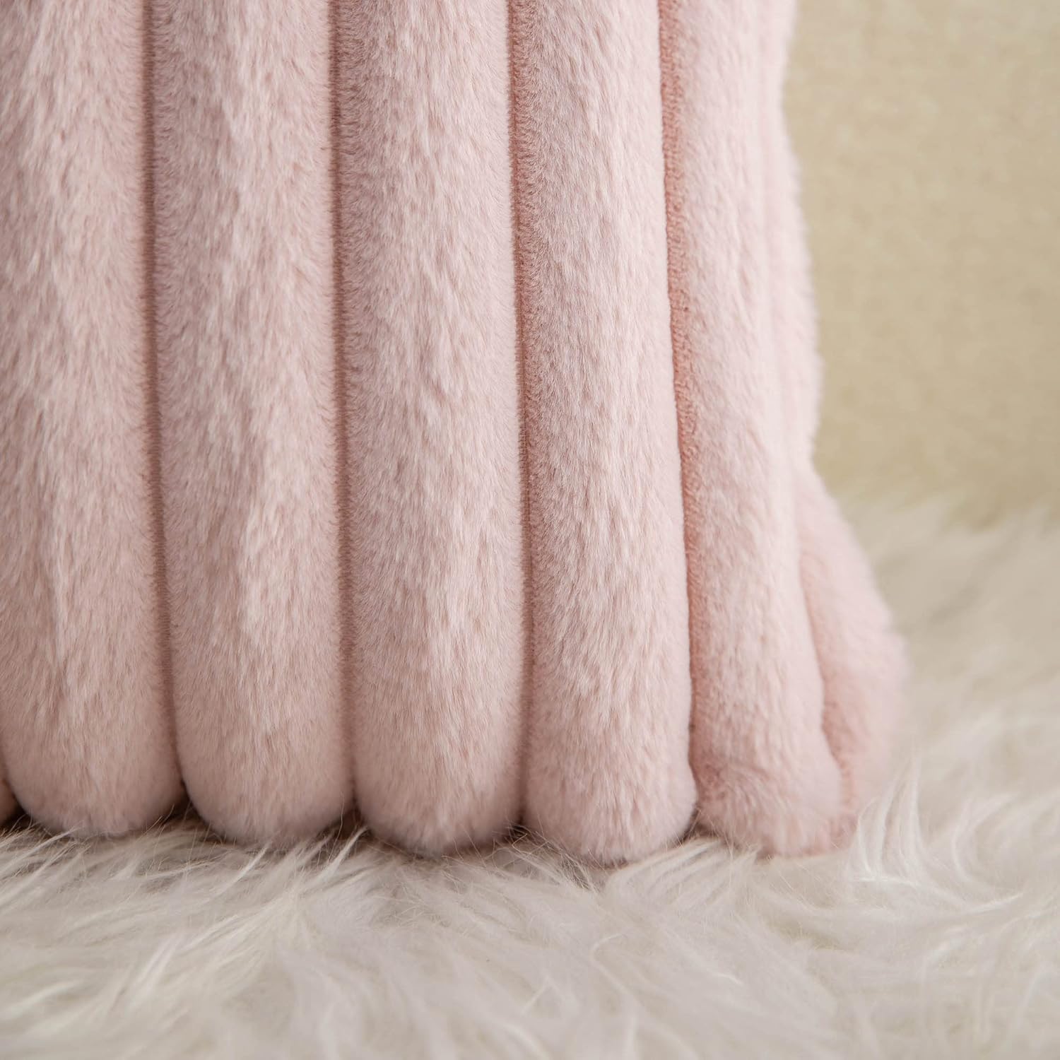 Neelvin Double-Sided Faux Fur Soft Solid Decorative Throw Pillow Covers Pillowcase Cushion Case for Sofa Couch Bedroom Car