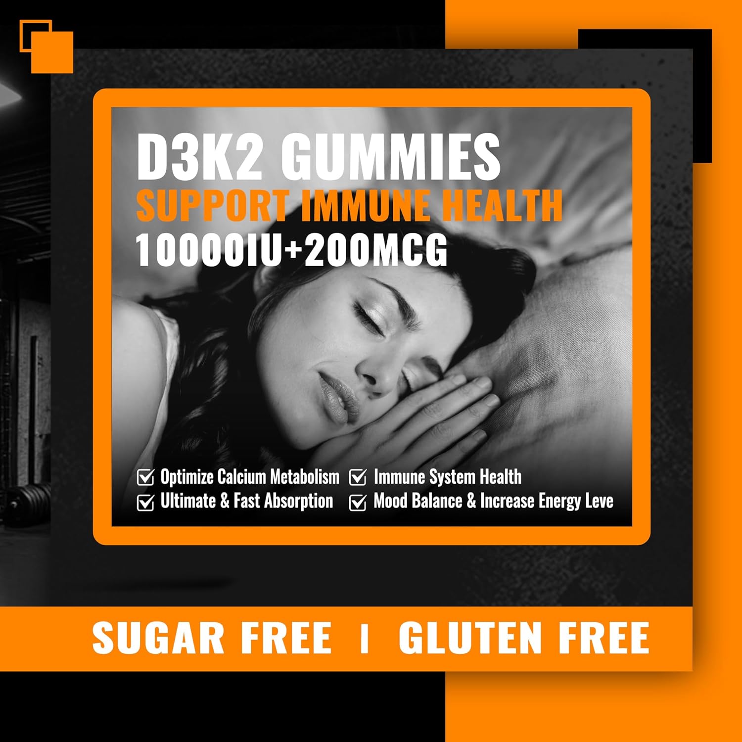 Nutravita Sugar-Free Vitamin D3 K2 Chews with Calcium + K2 (MK-7), Magnesium Citrate, Vitamin C, Extra Strength - Ultimate Absorption for Bone Muscle Teeth Immune, Vegan - 60 Count-Orange Flavor