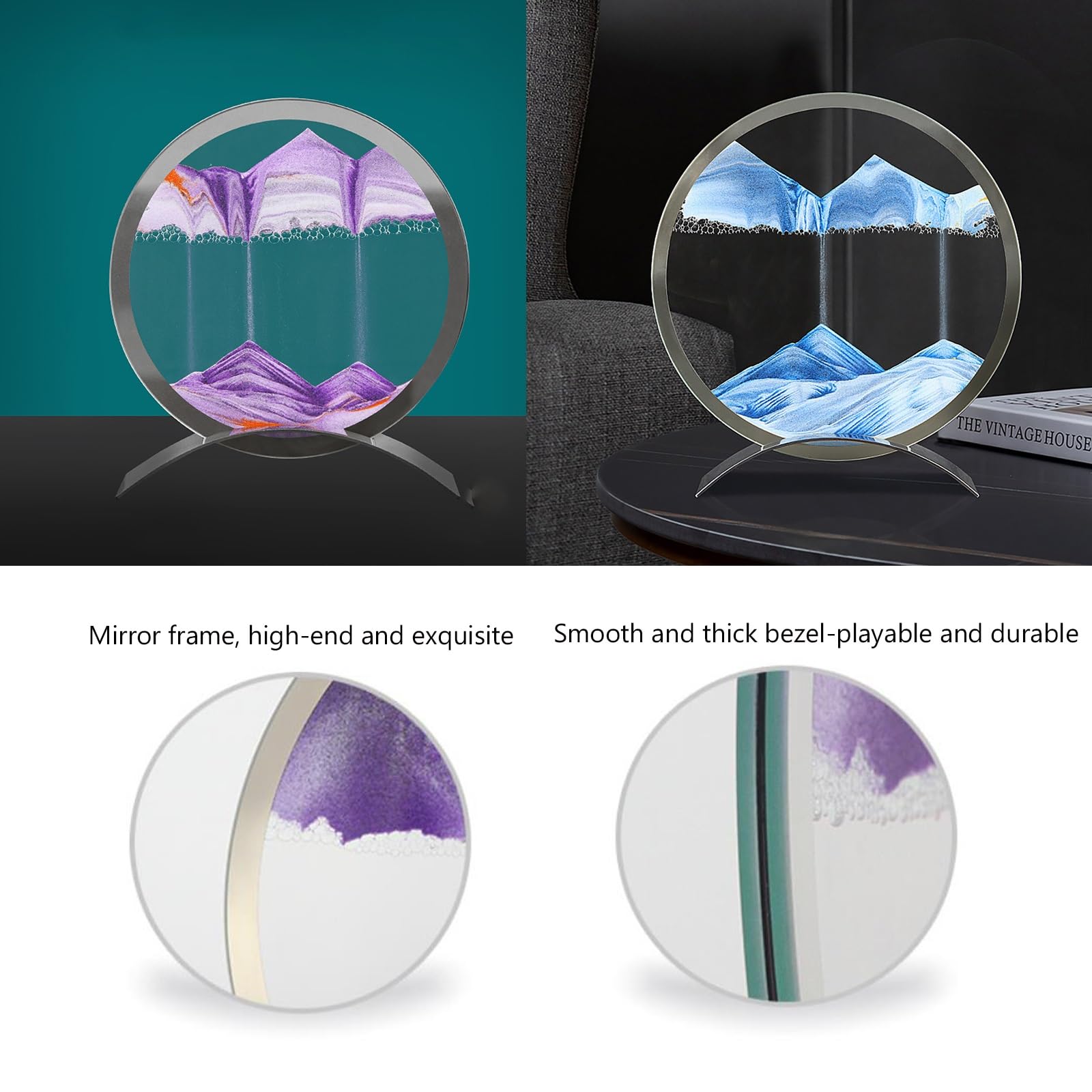 Tableau De Sable Mouvant 3D – 27x24 Cm – Verre Trempé Transparent – Déco Anti-stress – Cadeau Enfant Adulte