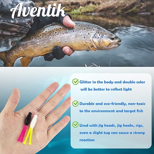 Miniatura 5 de Aventik Kit de señuelos de cangrejo, señuelos de pesca de plástico suave para trucha de mierda, lubina, lubina, cola de paleta, minnow shad,