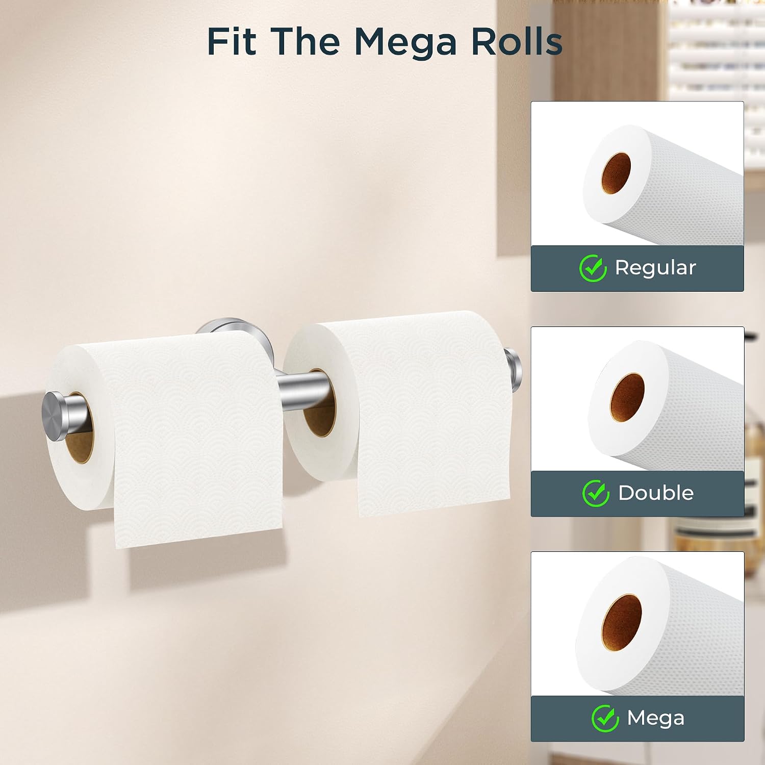 FORIOUS Commercial Toilet Paper Holder Wall Mount 304 Stainless Steel | Brushed Nickel | Double Toilet Paper Dispensers | SUS304 Stainless Steel Rustproof | Screw-In | Bathroom Tissue Holder