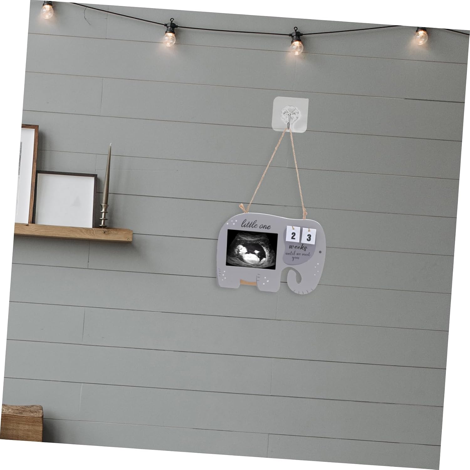 DECHOUS Wooden Baby Sonogram Picture Frame Elephant Shape Display Frame image 3