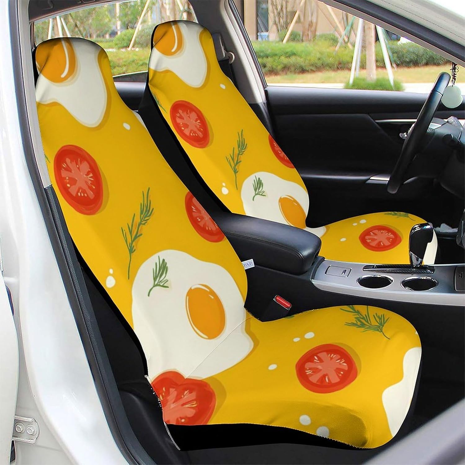 Fried Eggs Tomatos Slices Rosemary Car Seat Protector Front Seats Universal Fit Automotive Accessories