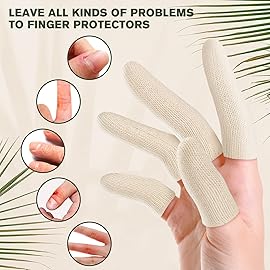 Evridwear Cotton Finger Cots Cotton Cushion 60PCS for Cracked Skin, Eczema, Calluses, Moisture Wicking, Finger Protection for Men & Women (3 Packs Short, 2)