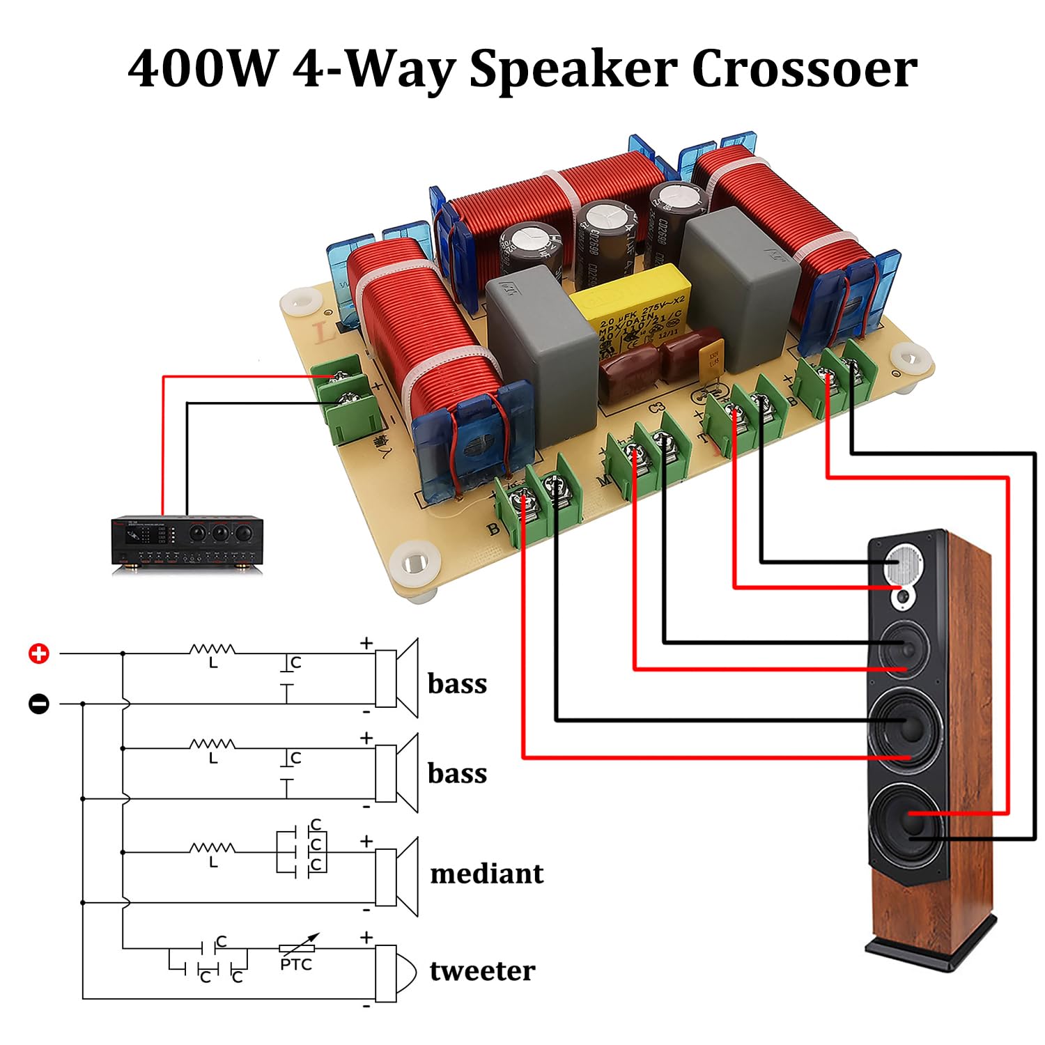 Amazon.com: HiQltyla 400W 4-Way Speaker Crossover, RCEDA-406
