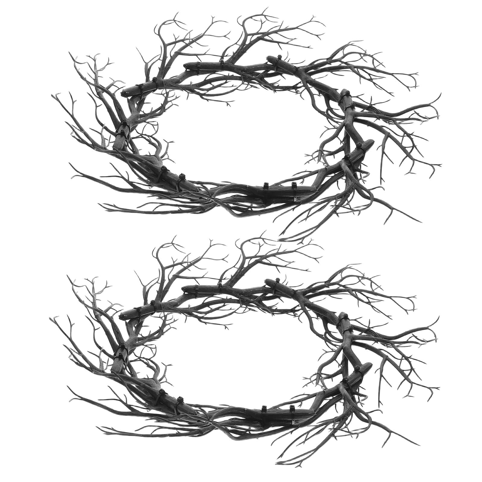 Couronne Halloween branches noires effet brindilles deco artificielle x2