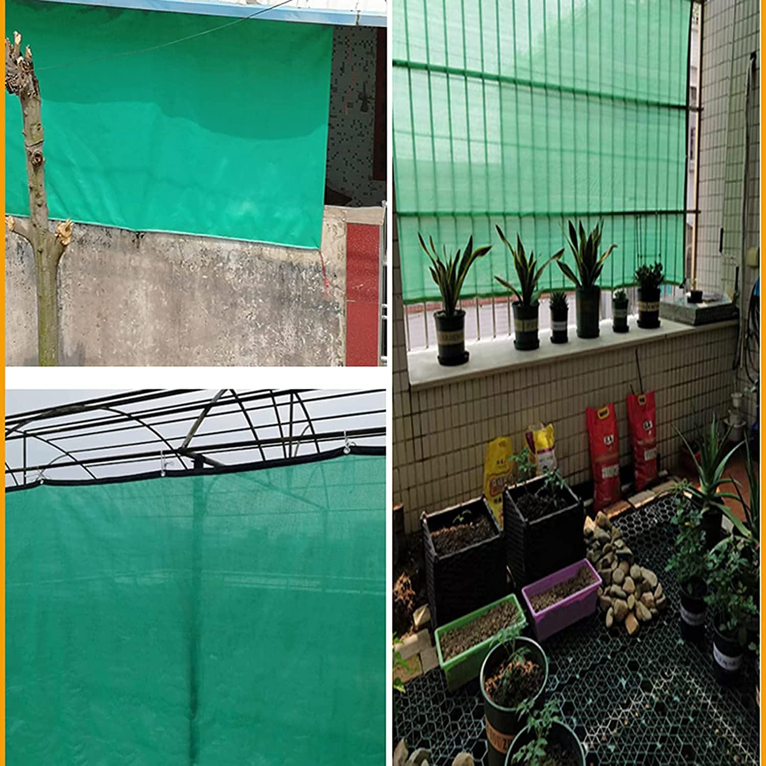 HYHMJ-Filet D'ombrage Pour Jardin Fleurs Filet Protection Solaire Protection UV Extérieur Balcon Serre Niche À Chien Toile D'ombrage Avec Œillet En Métal,Vert,3.5x6m