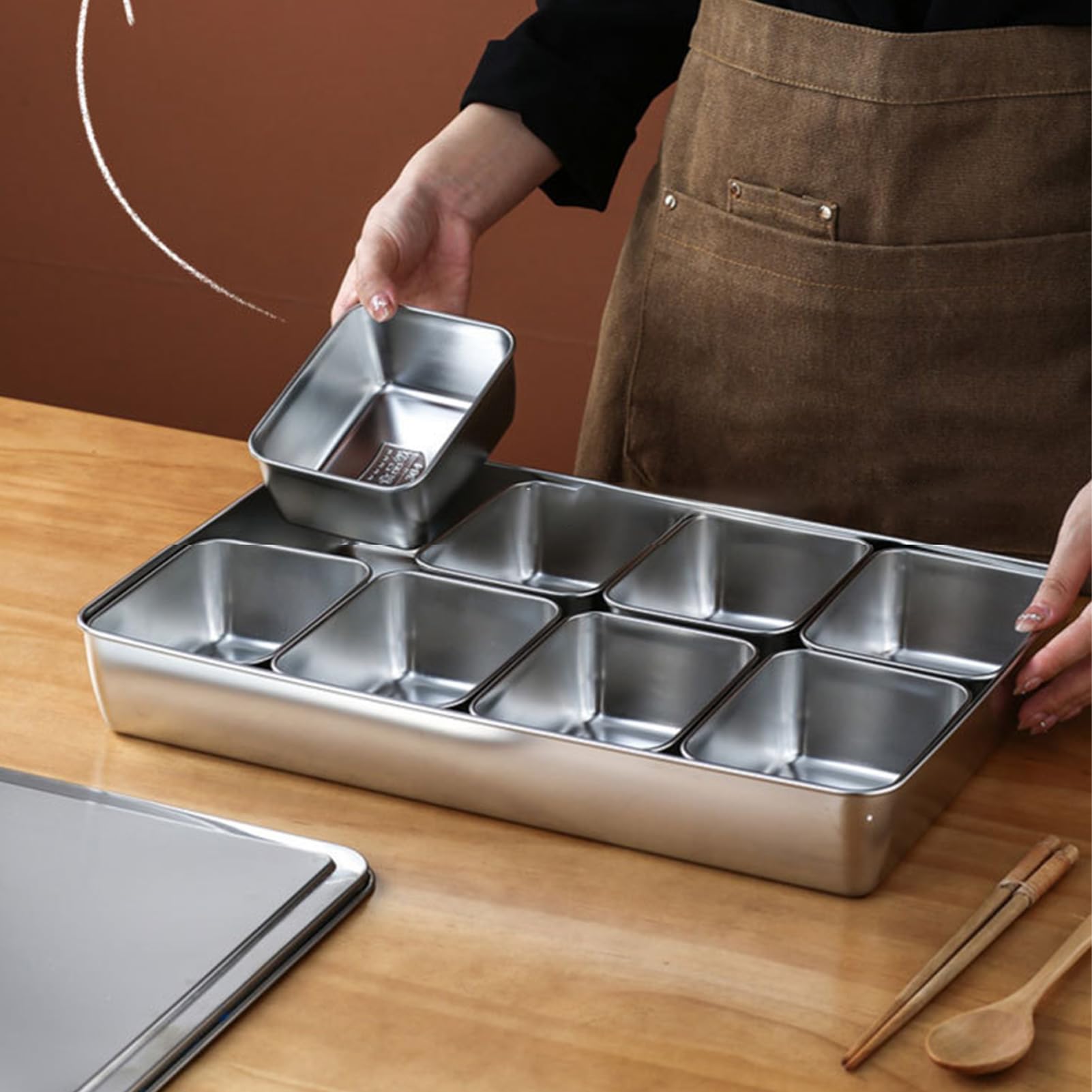 XL Inless - Scatola da cucina in acciaio con cartoncini separati, per chef, ideale per soluzioni da cucina efficienti