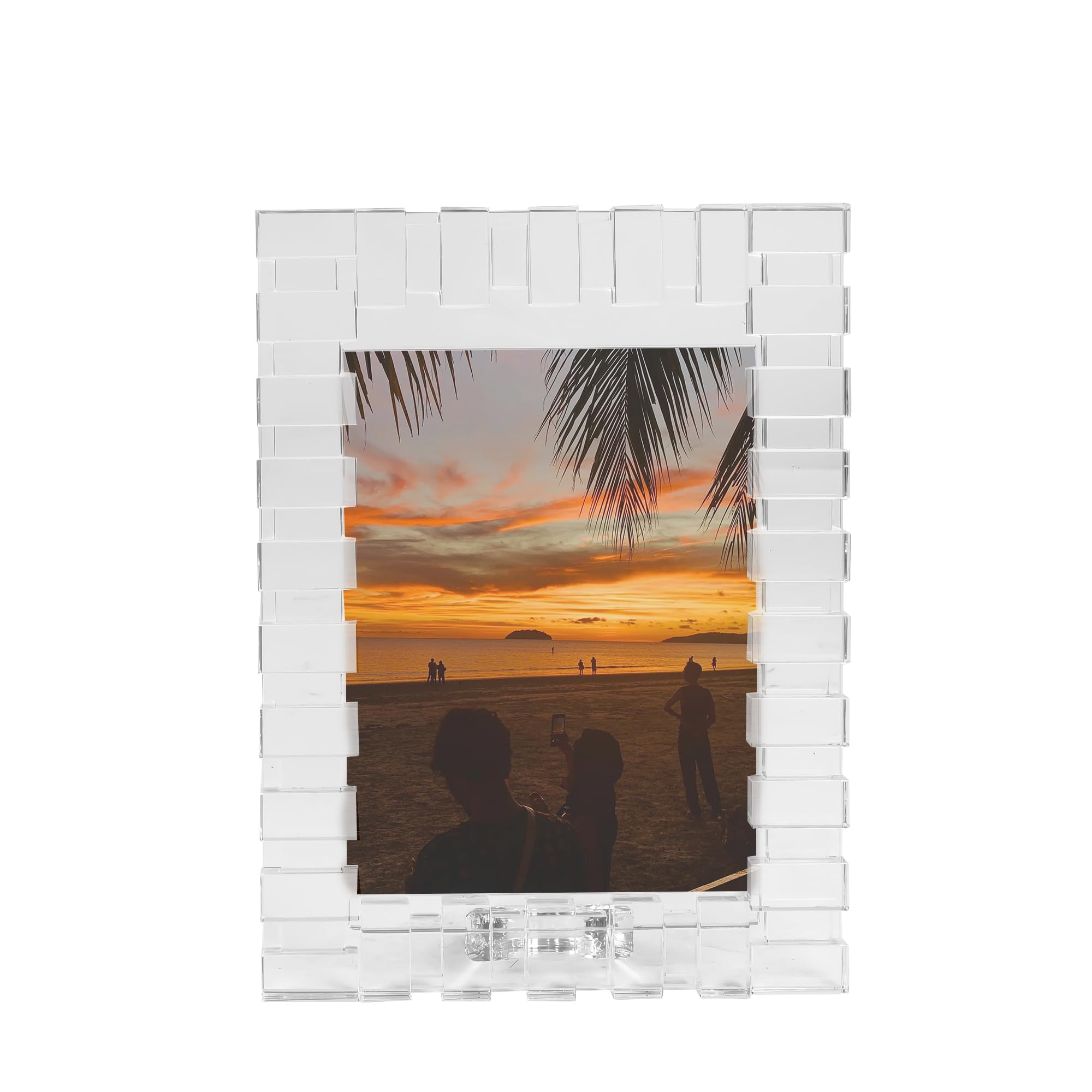 kitCom Kristall-Bilderrahmen, 12,7 x 17,8 cm, Hochzeitsrahmen, Tischdekoration, Hochzeitsrahmen (passend für Fotos à 12,7 x 17,8 cm), transparent, mit Geschenkbox