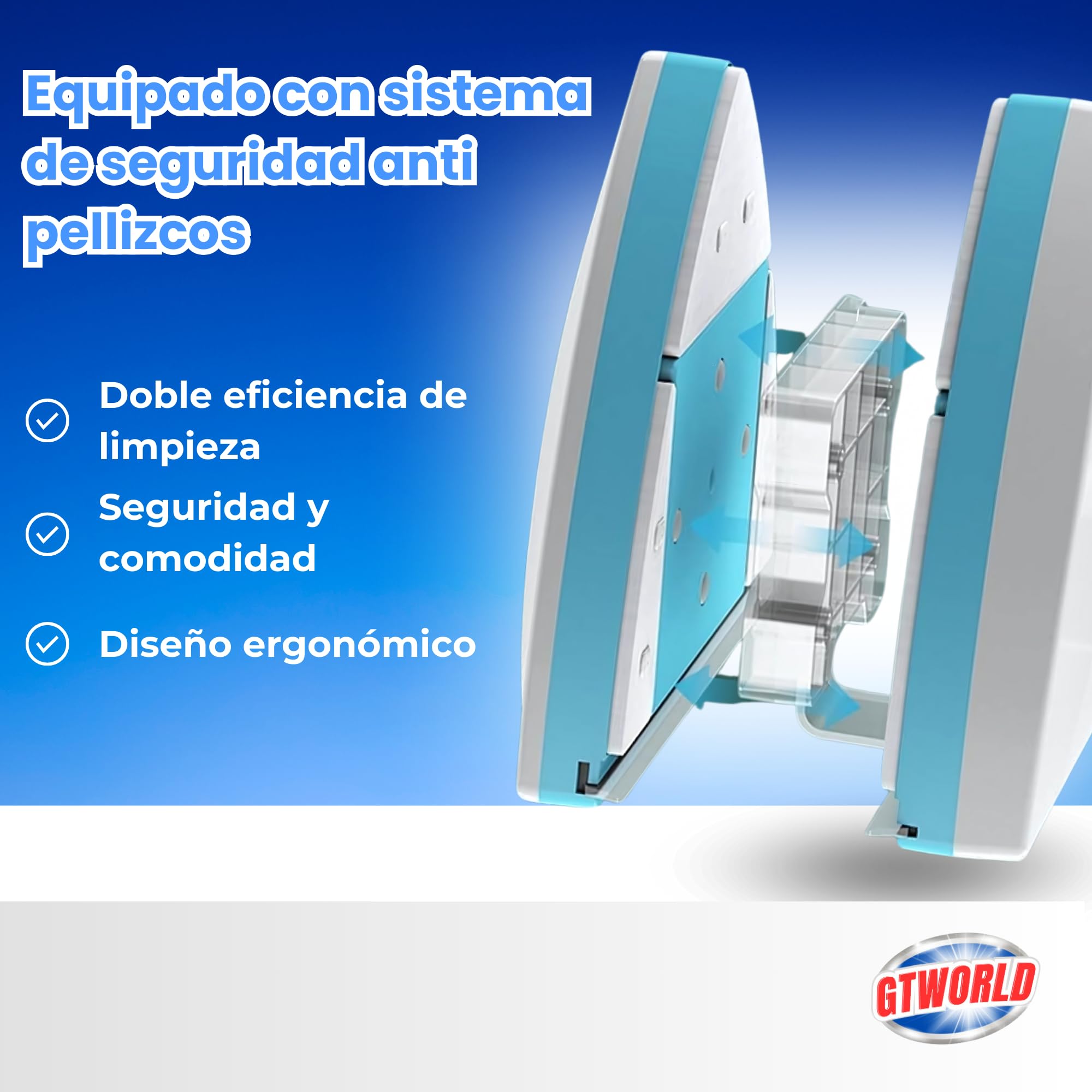 Limpiacristales Magnético con Sistema Anticaídas - Apto para doble acristalamiento - Limpia Cristales con Iman para Ventanas - Ideal para Ventanas de 5-25mm- Limpia por Dentro y por Fuera