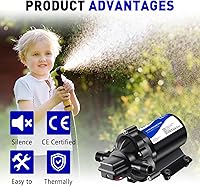 Vista 4 de Bomba de Aumento de Presión de Agua con Diafragma 110V AC para Casa, Bomba de Transferencia de Agua Dulce de 45PSI 4GPM con Enchufe, Bomba de Agua