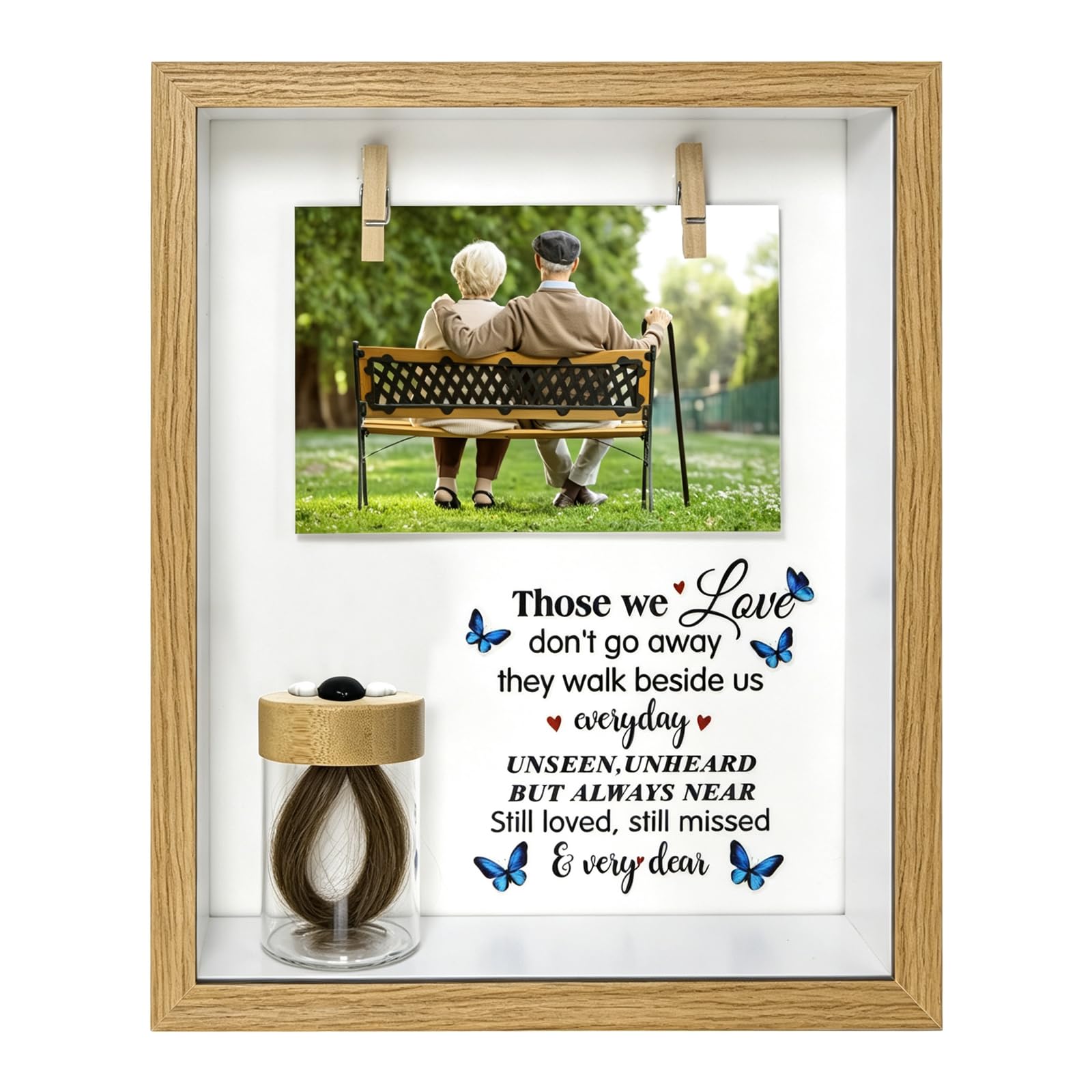 Liannan Wood Personalization Memorial Photo Frame With Glass Keepsake Jar，Perfect For Preserving Loved One’s Hair & Memories，Sympathy Bereavement Gift - Holds 4X6 Inch Pictures (Wood)