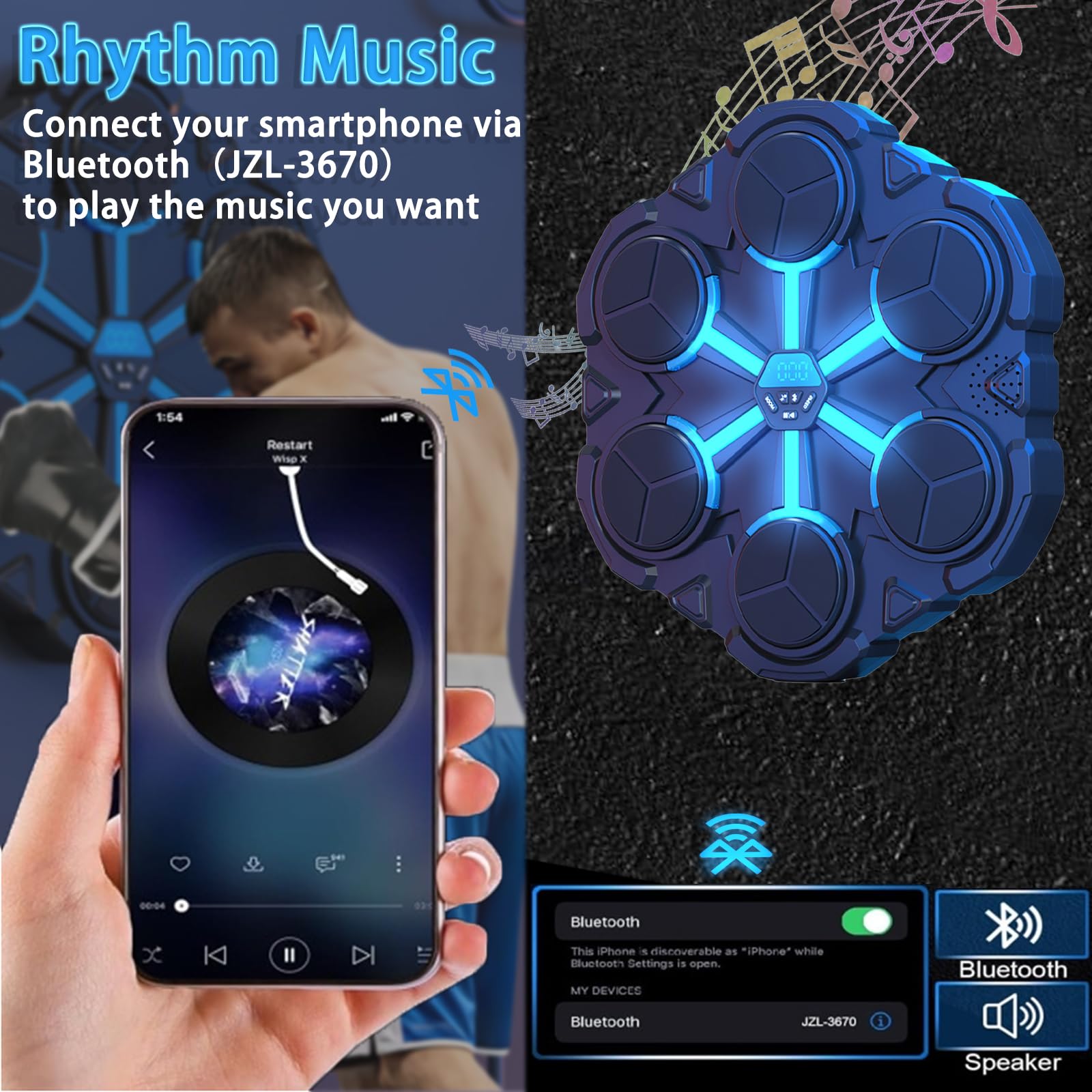Music Boxing Maschine – Wandmontiertes Smart Scoring Musik Box Maschine mit Boxhandschuhe