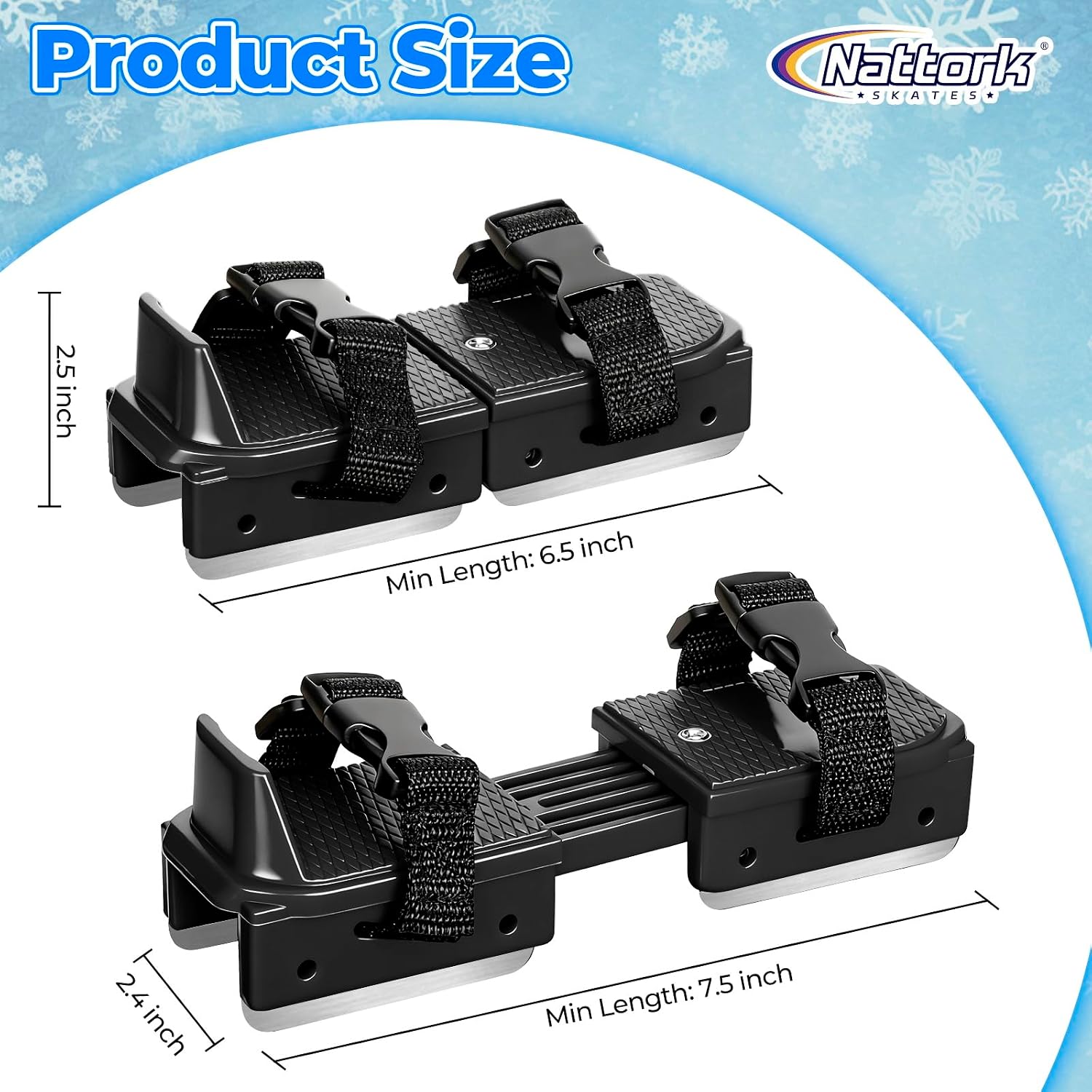Nattork Adjustable Little Kids Ice Skates with Double Runner for Beginners Toddlers Ice Hockey Skates Strap Fastening Comfortable