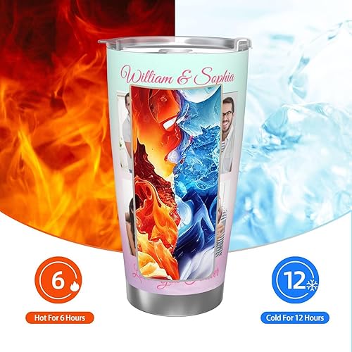 Miniatura 6 de Taza de café personalizada con tapa de foto de 20 onzas, regalos personalizados para el día de San Valentín, Día de la Madre, cumpleaños para